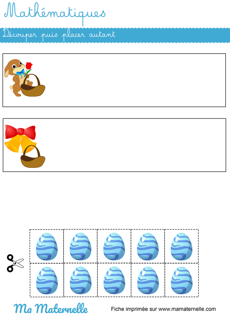 Grande section - Mathématiques : découper puis placer autant
