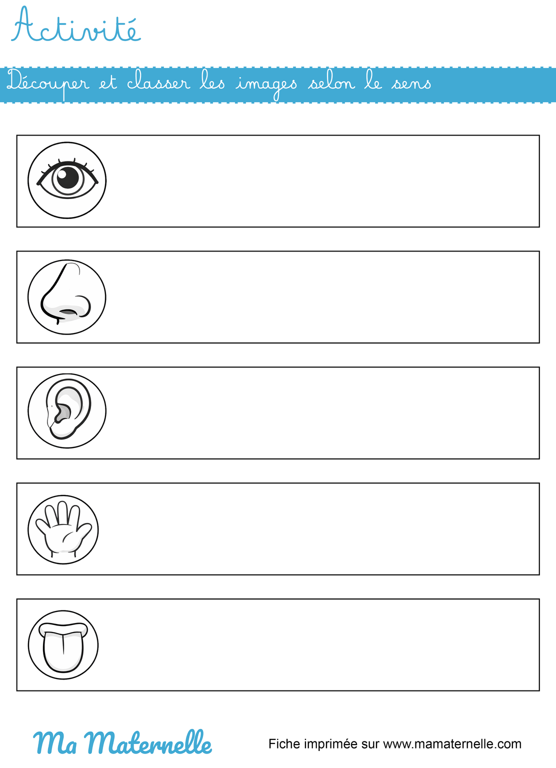 Activité : découper et classer les images selon le sens - Ma Maternelle