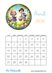 Activités - Calendrier coloriage avril 2026