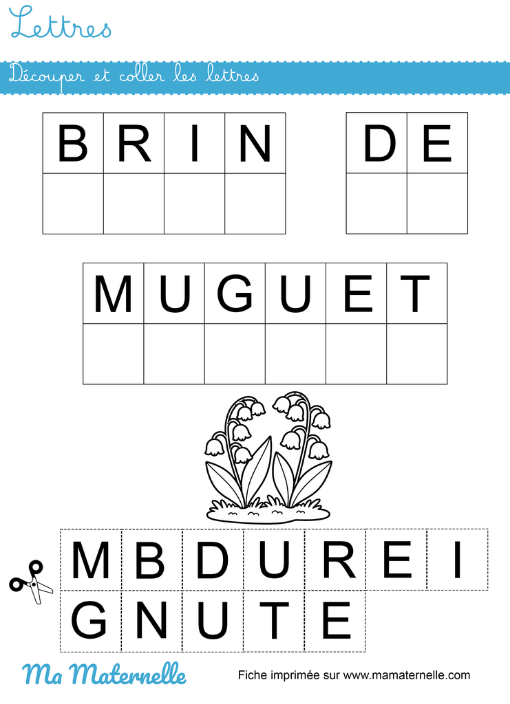 Petite section - Lettres : découper et coller les lettres