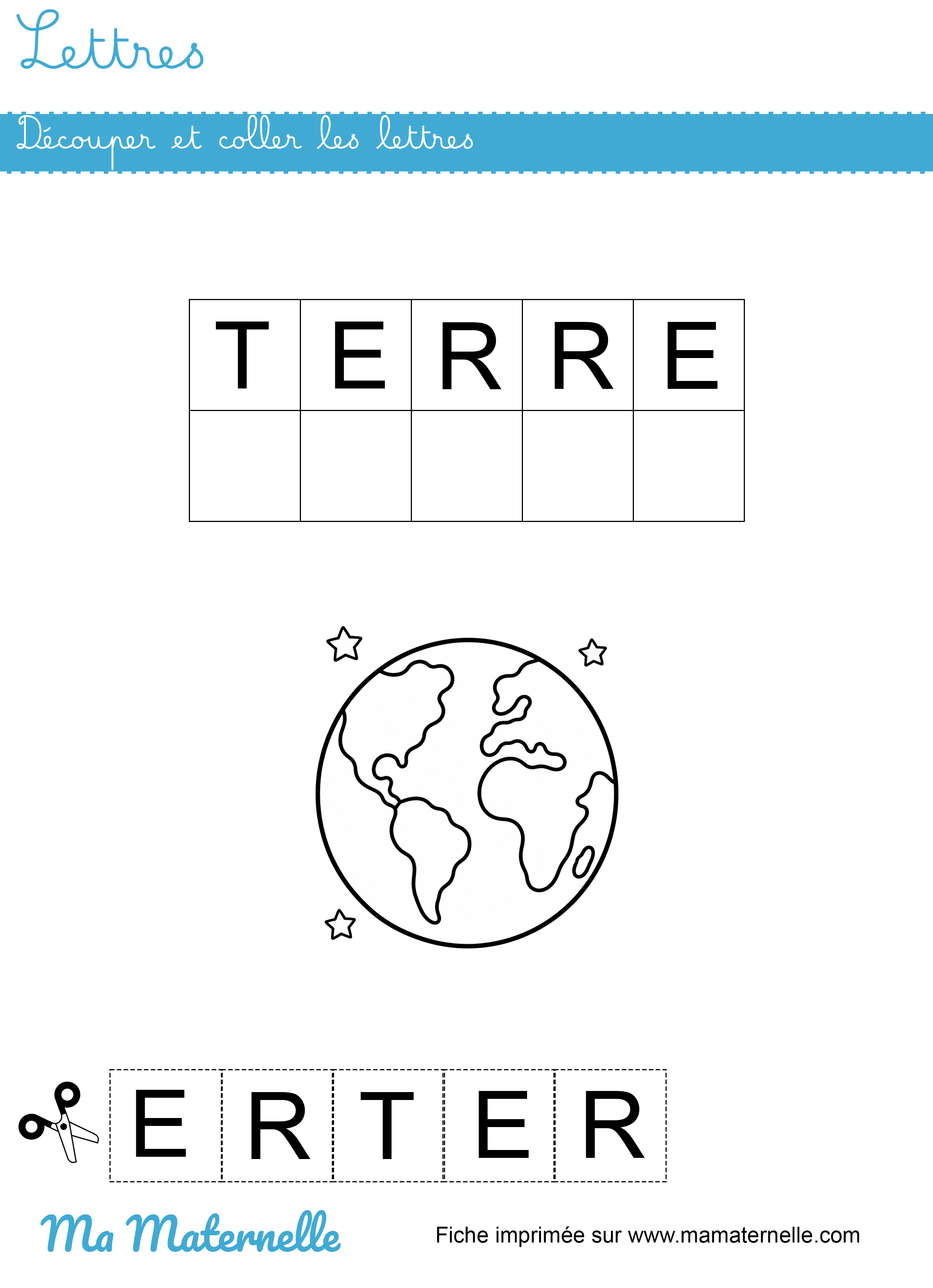 Petite section - Lettres : découper et coller les lettres
