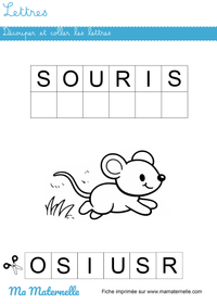 Grande section - Lettres : découper puis coller les mots