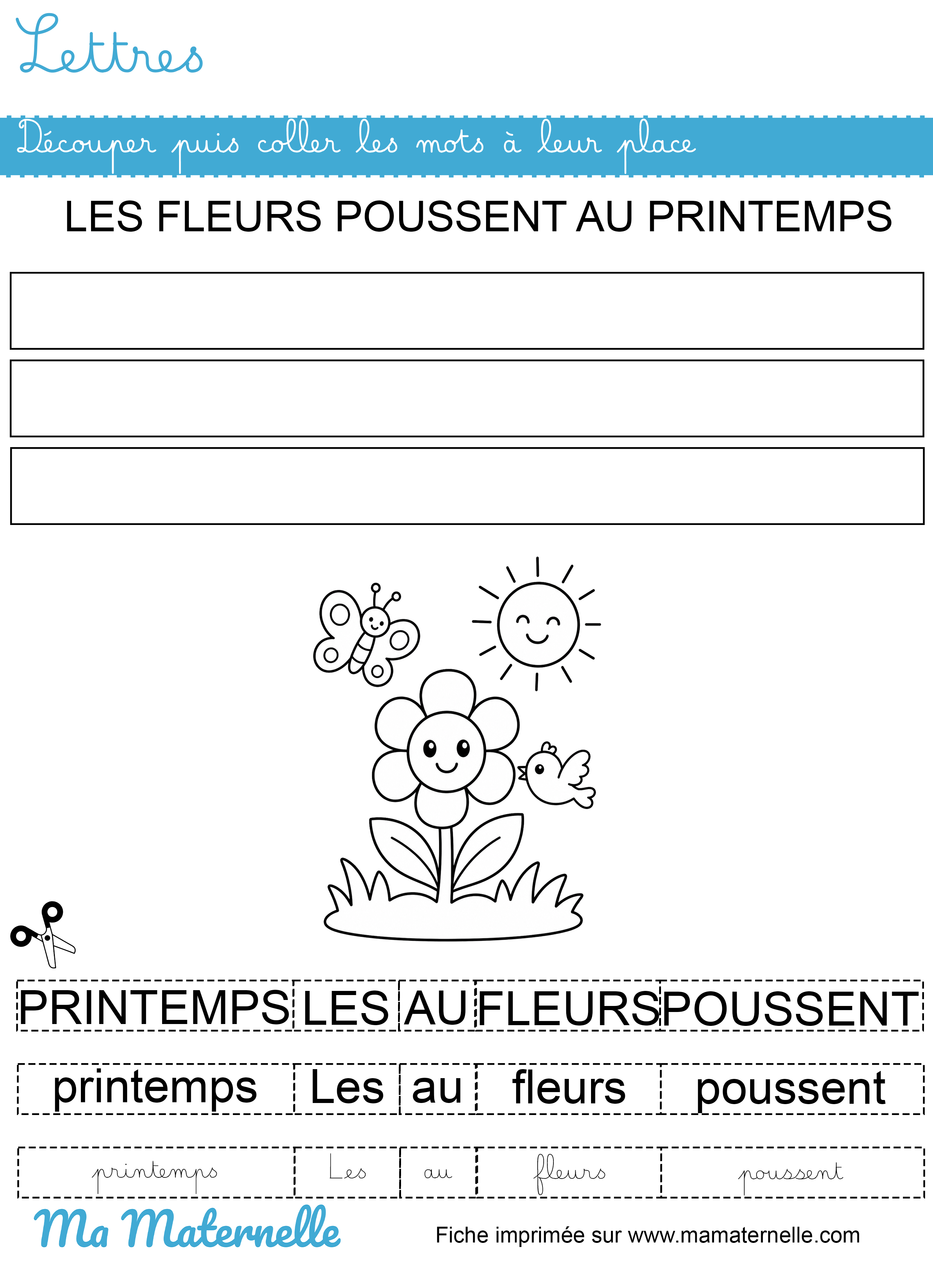 Grande section - Lettres : découper puis coller les mots