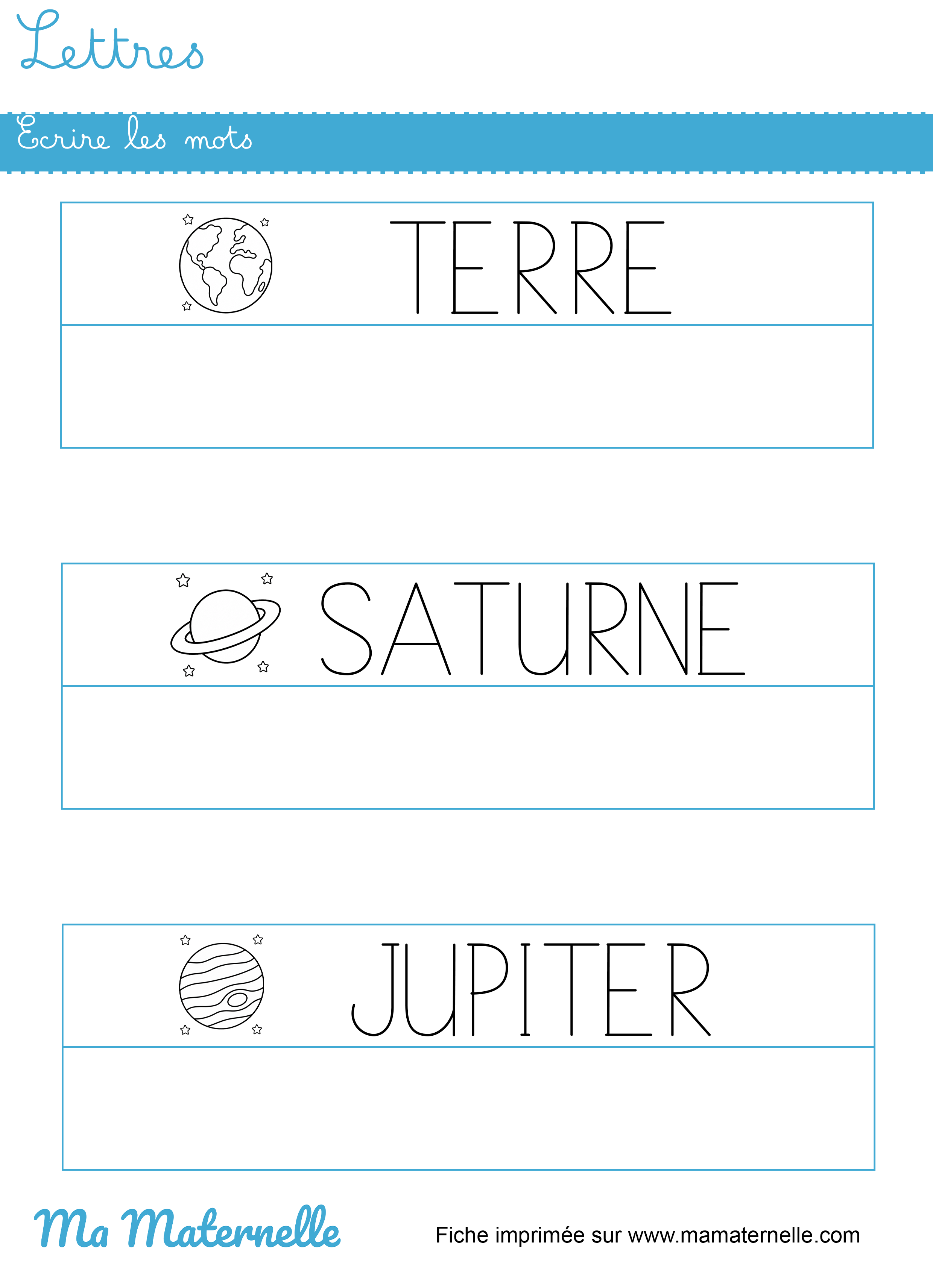 Moyenne section - Lettres : écrire les mots