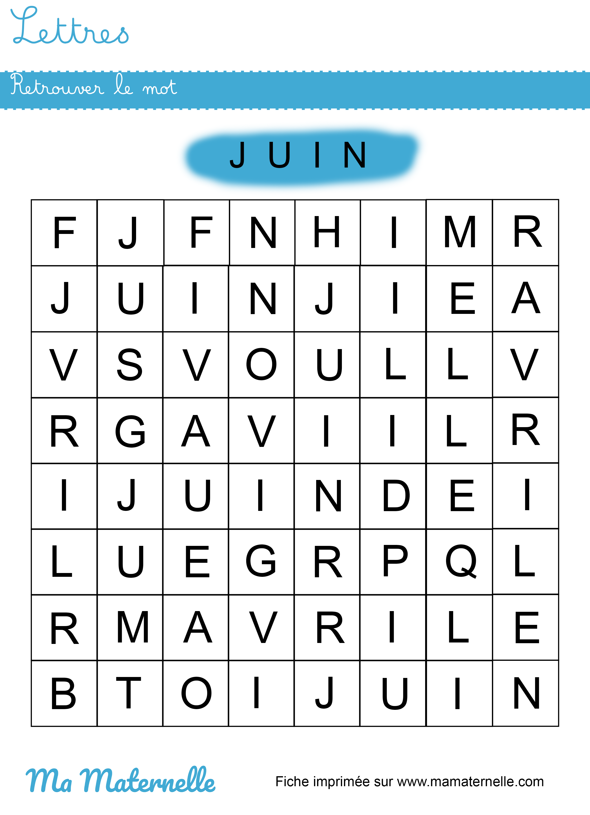 Grande section - Lettres : retrouver le mot