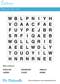 fiche mots meles maternelle