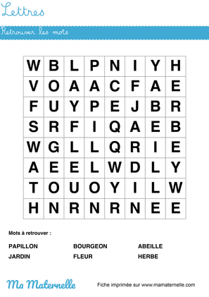fiche mots meles maternelle