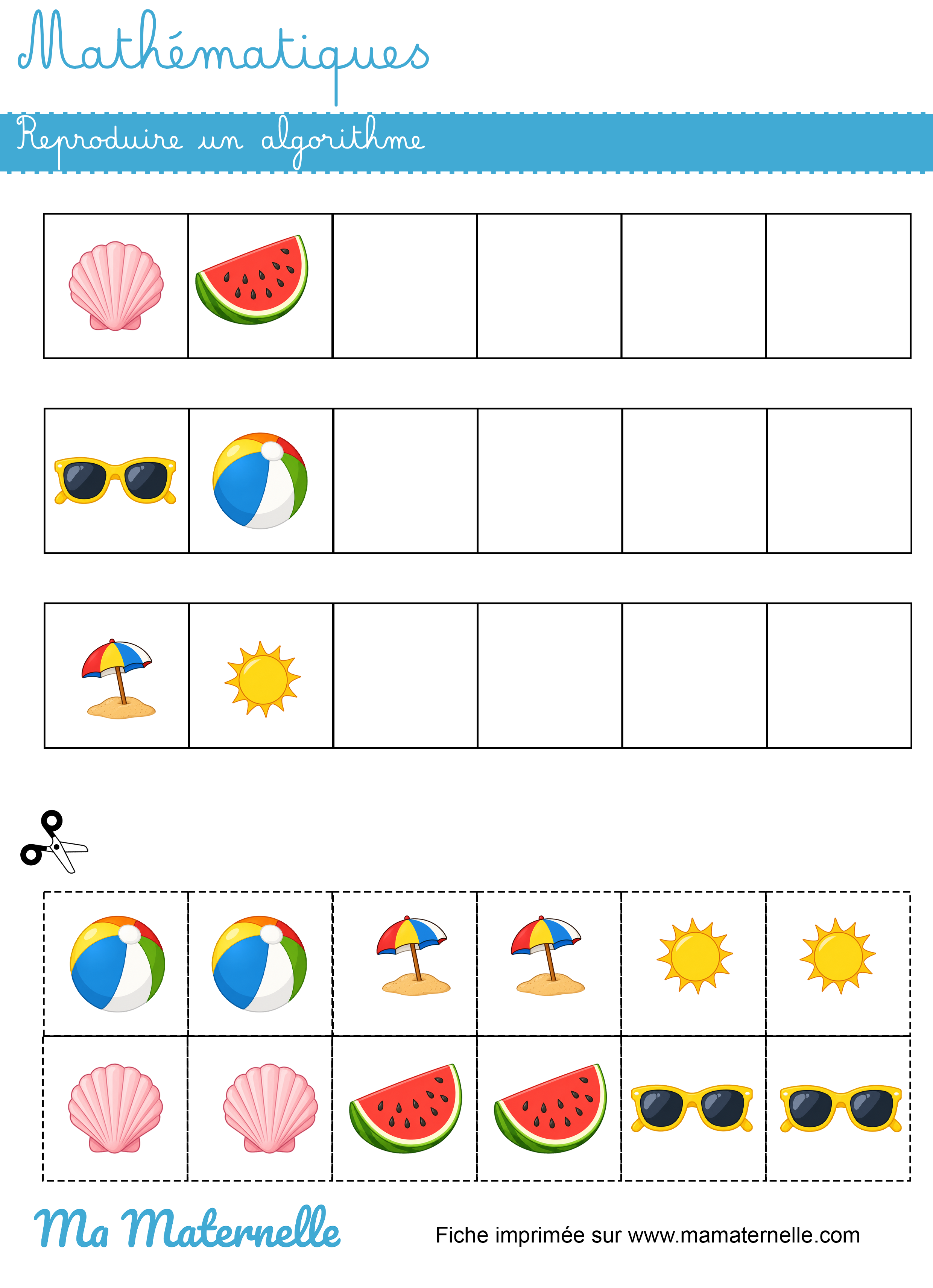 Grande section - Mathématiques : reproduire un algorithme