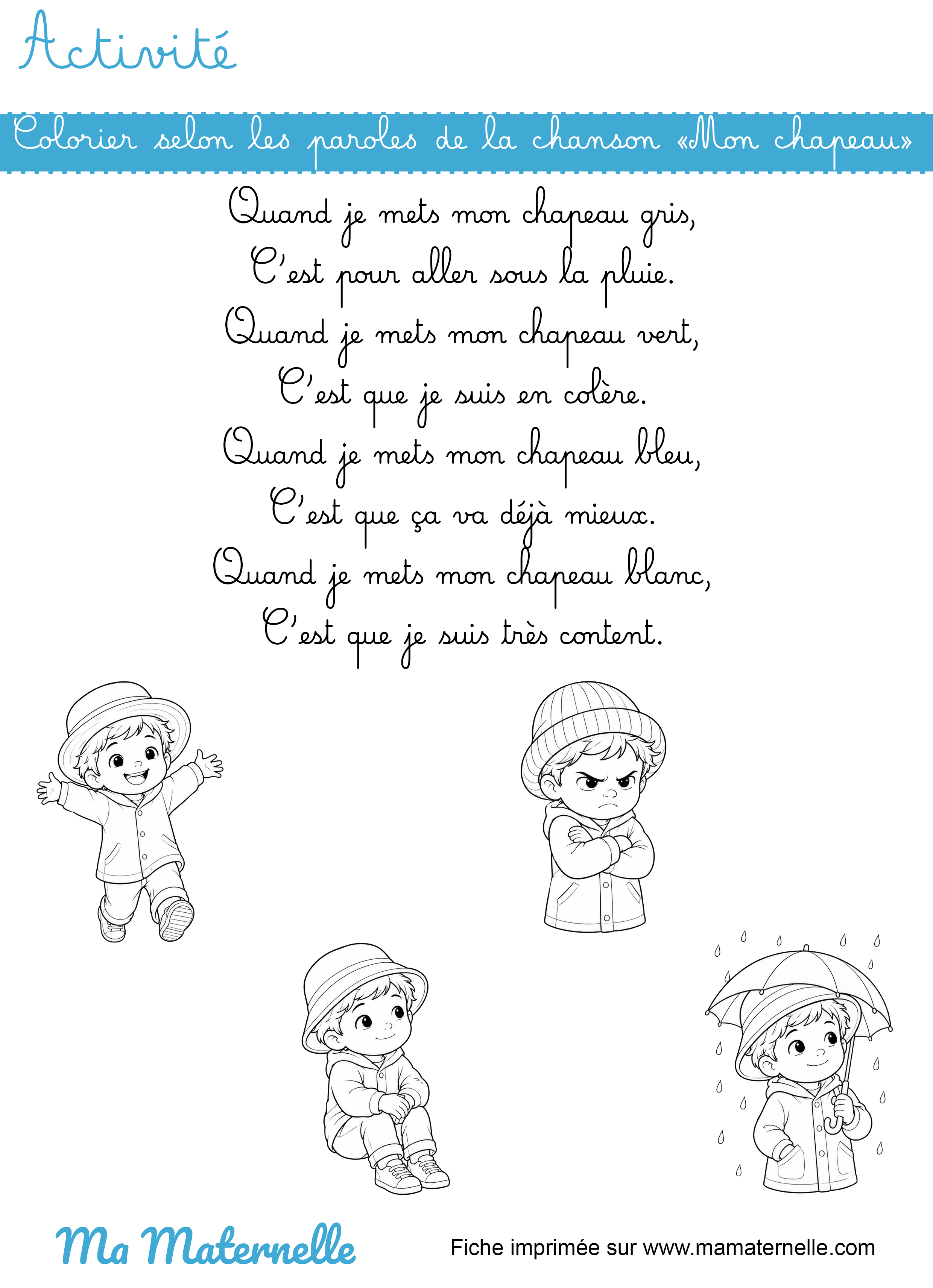 Activités - Activité : colorier selon les paroles de la chanson