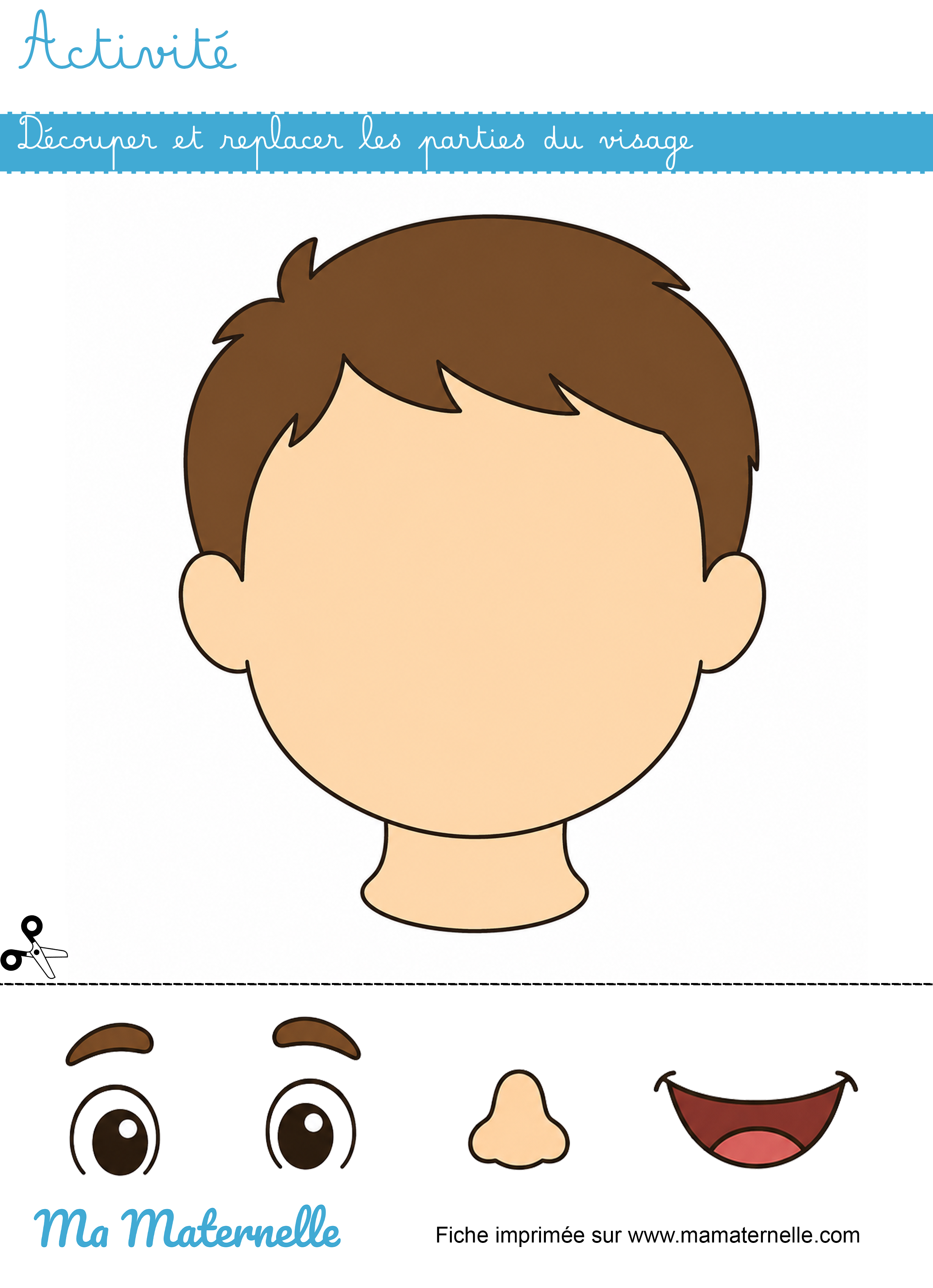Activités - Activité : découper et replacer les parties du visage