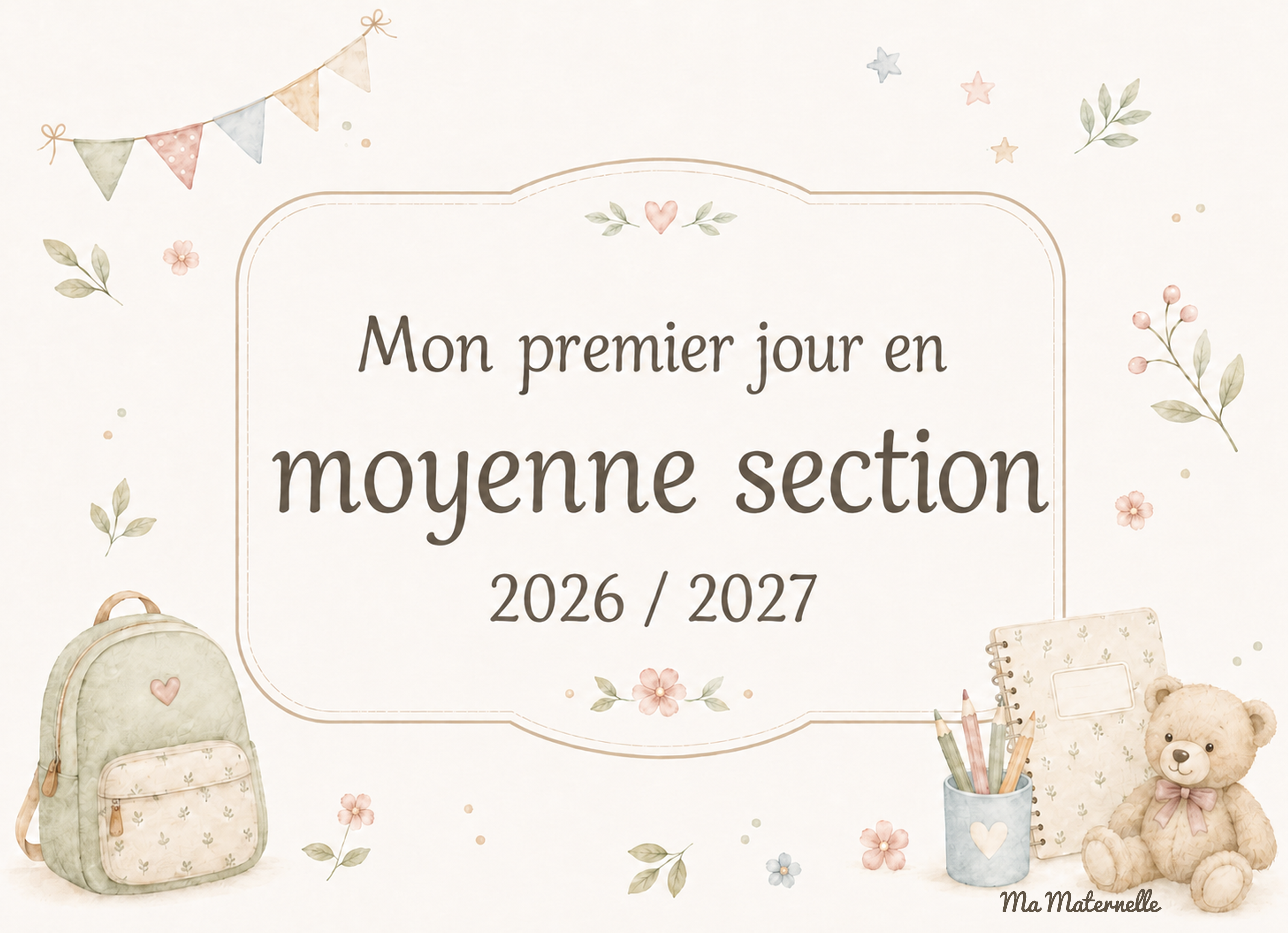 Activités - Affiche / Pancarte – mon premier jour en moyenne section