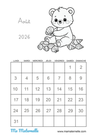 calendrier aout gratuit