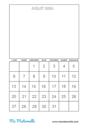 calendrier maternelle