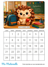 calendrier septembre à imprimer
