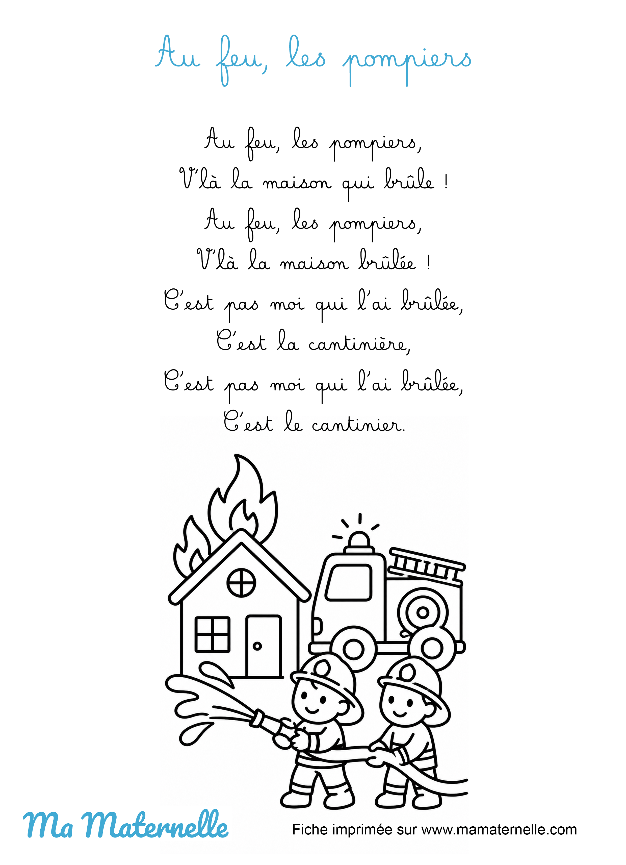 Activités - Coloriage chanson : au feu les pompiers