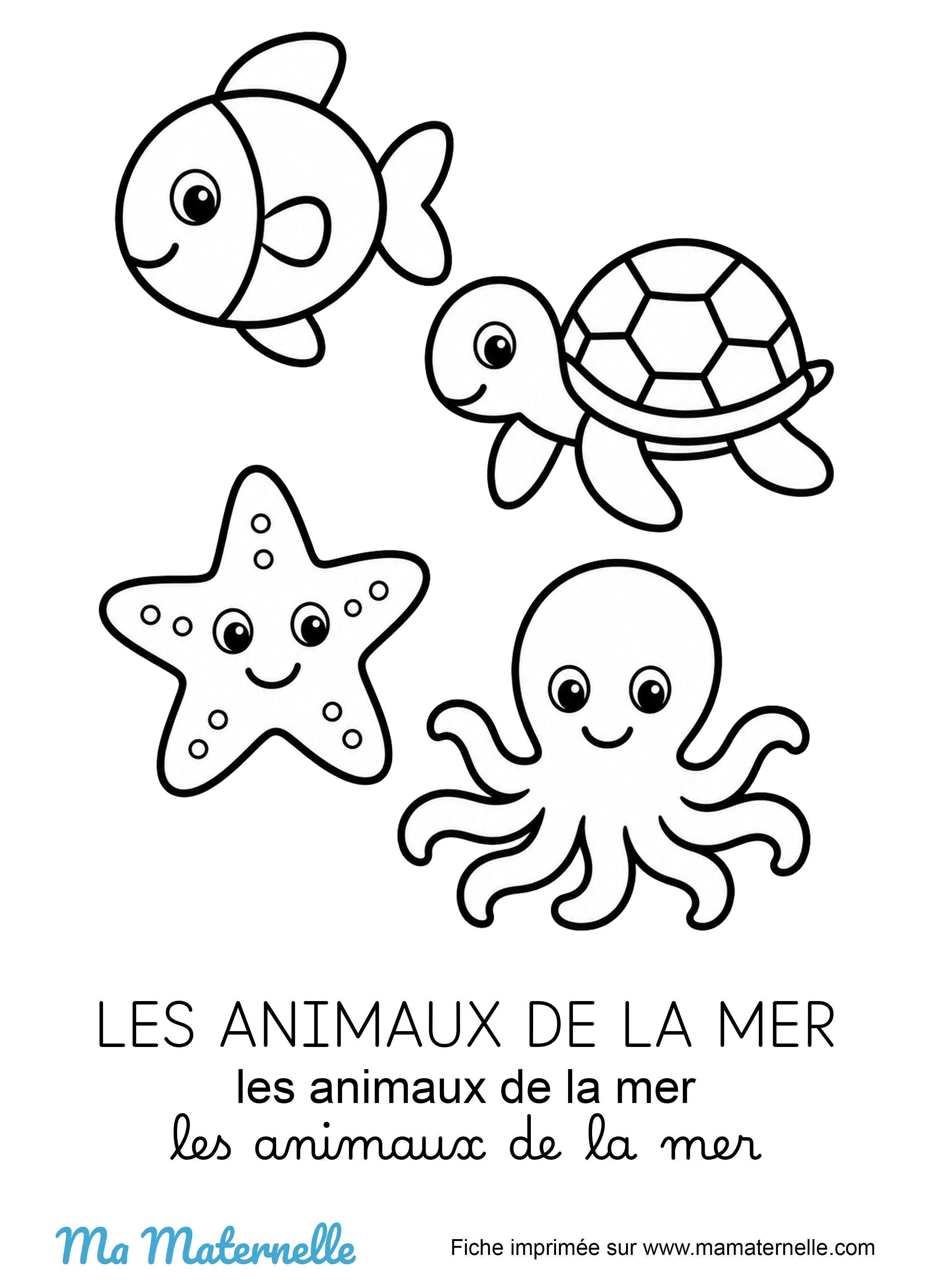 Activités - Page de garde : les animaux de la mer