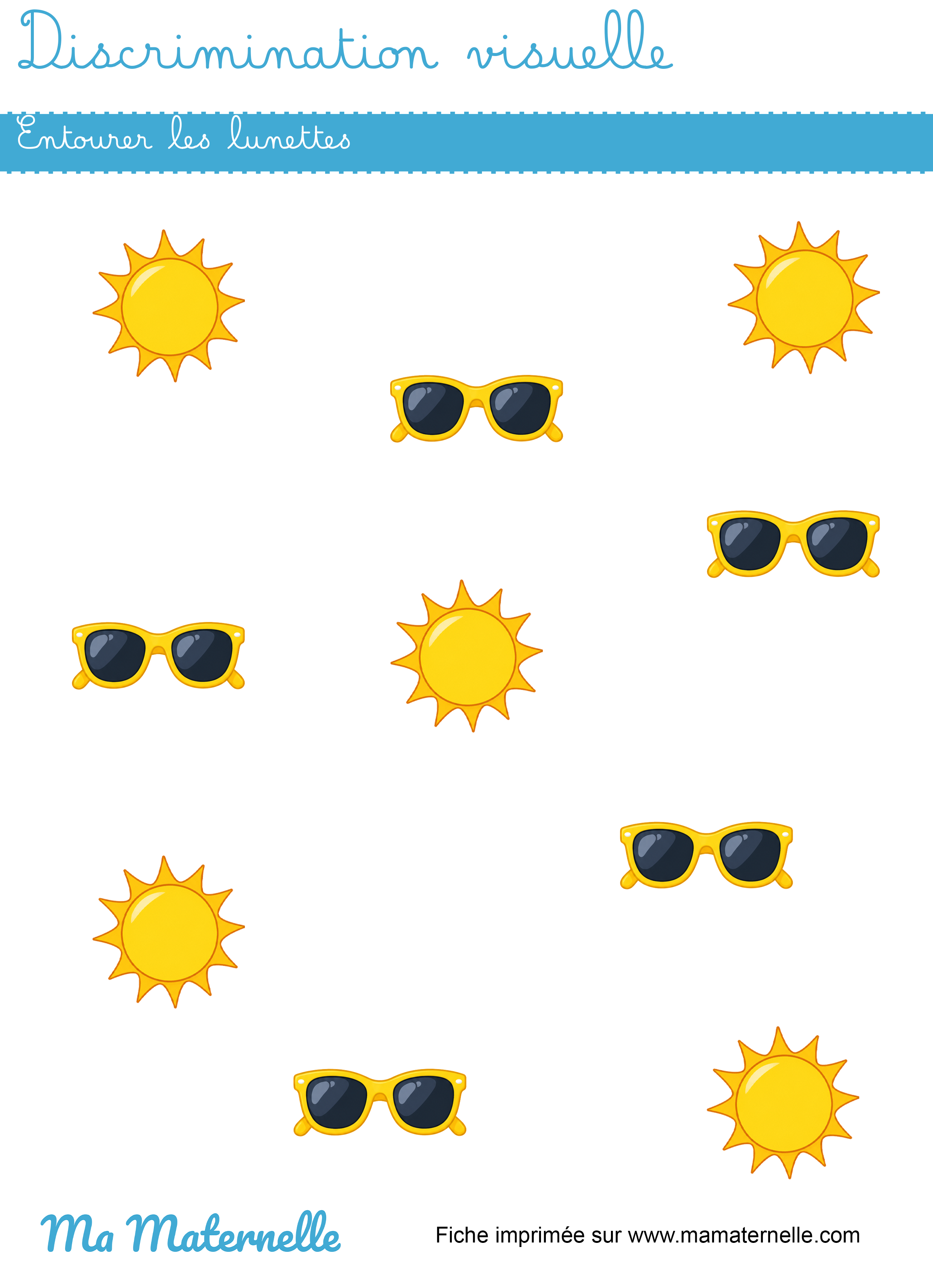 Petite section - Discrimination visuelle : entourer les lunettes