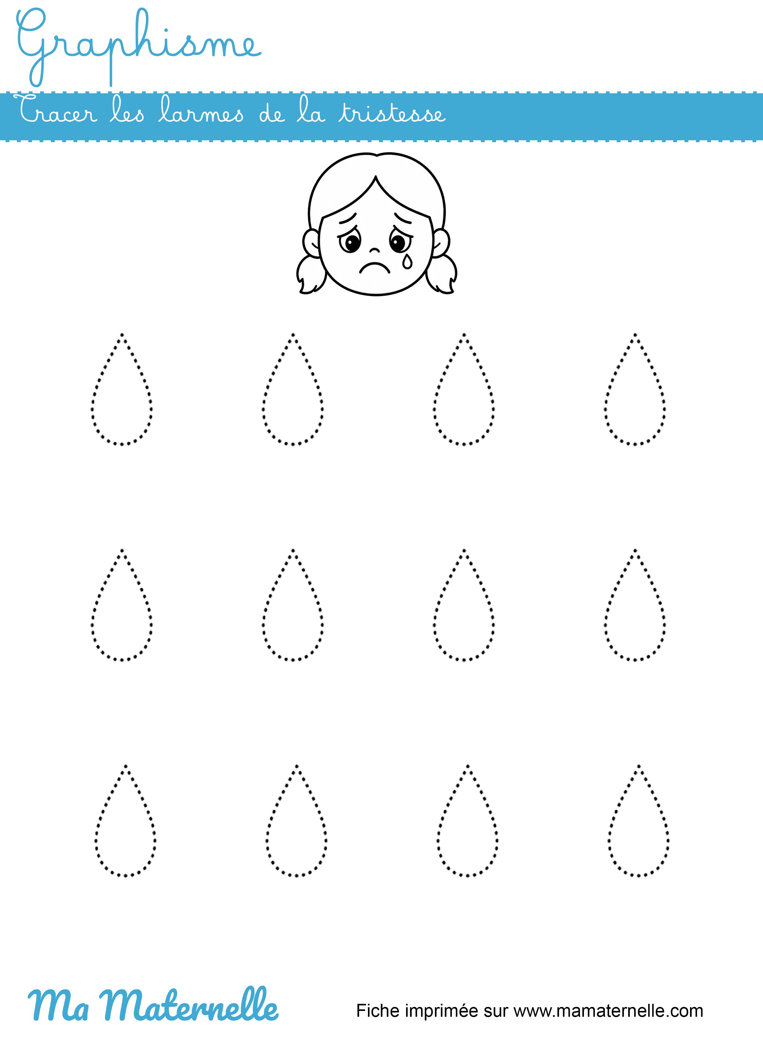 Grande section - Graphisme : tracer les larmes de la tristesse