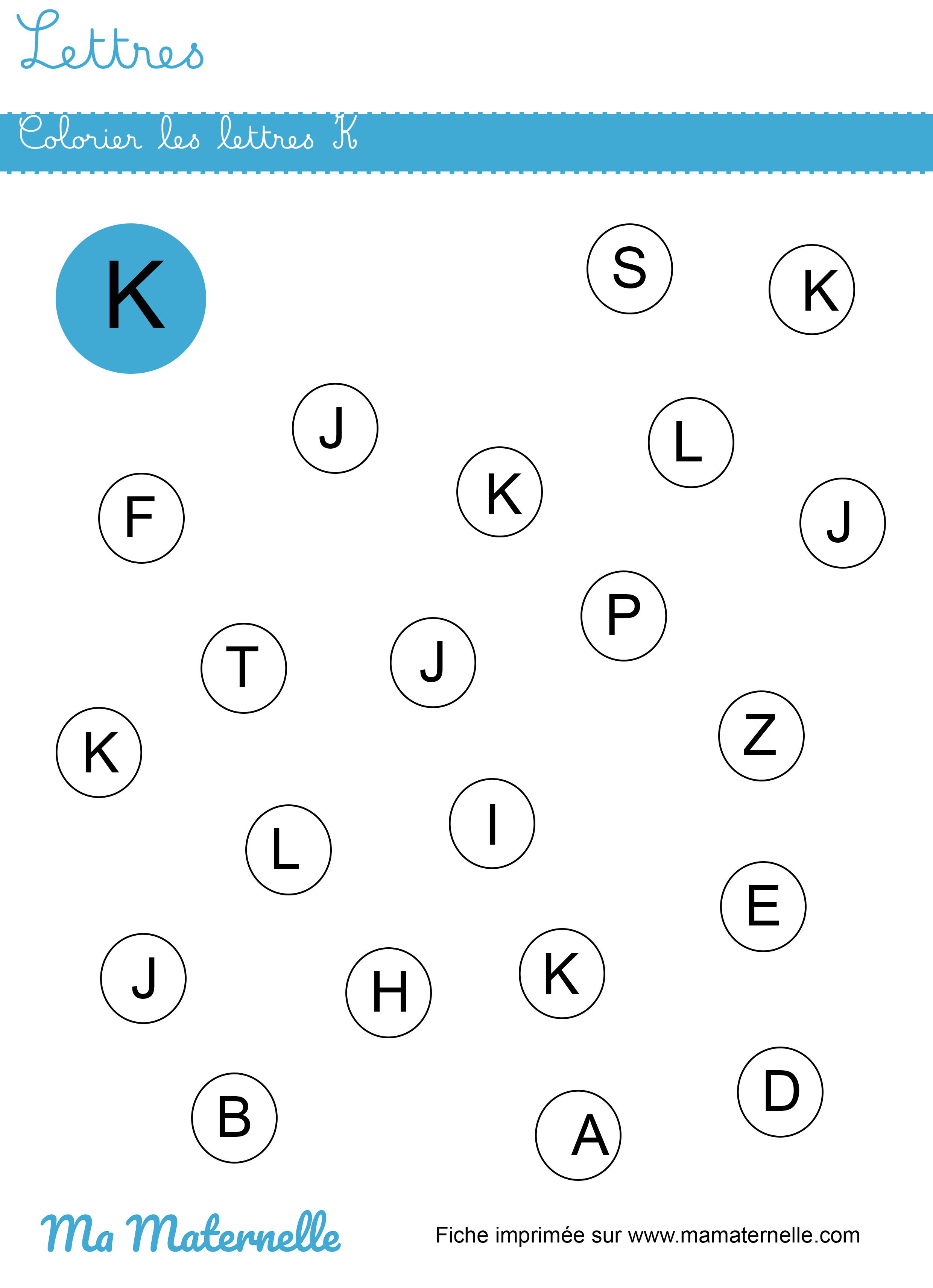 Petite section - Lettres : colorier les lettres
