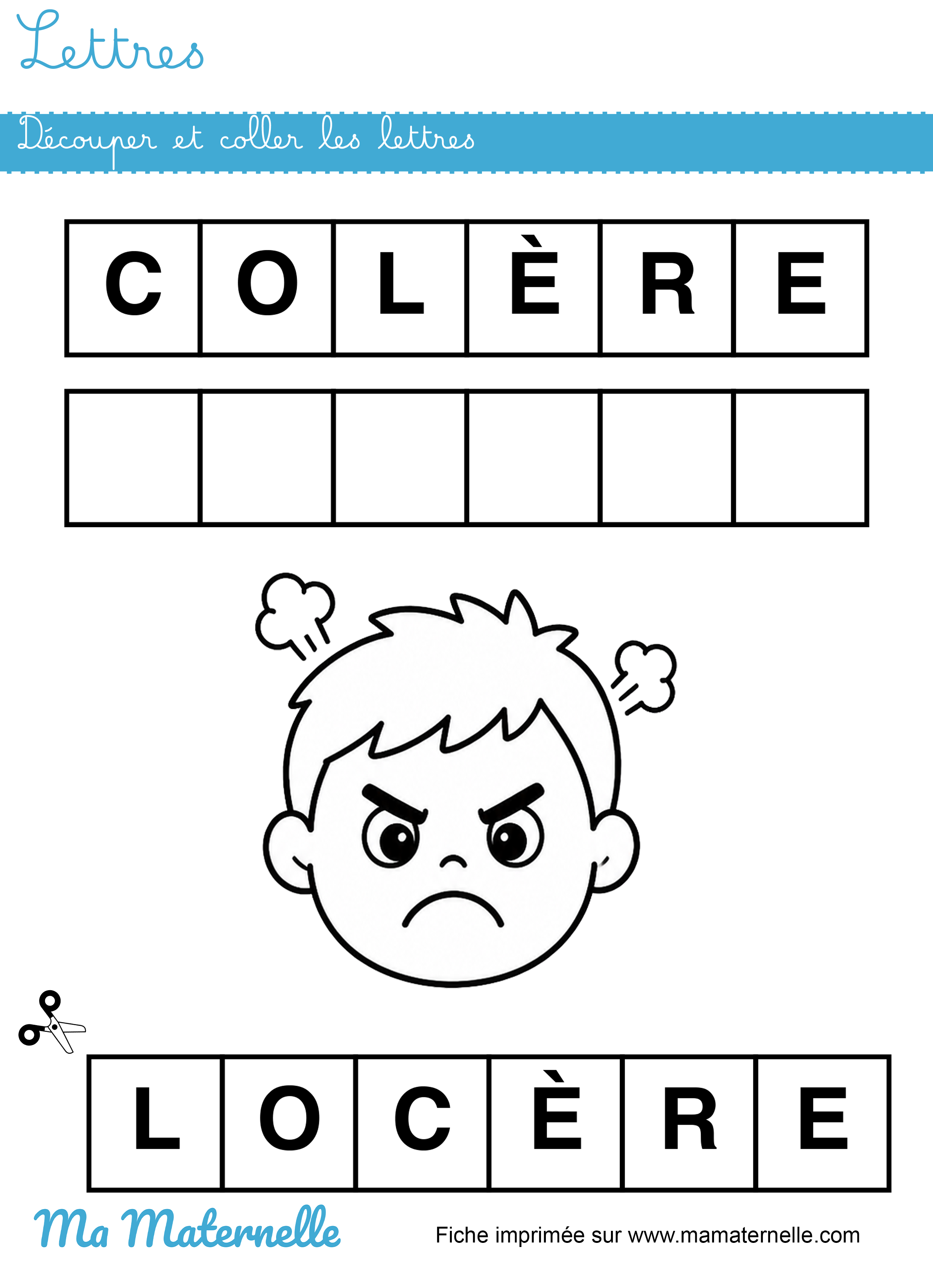 Petite section - Lettres : découper et coller les lettres