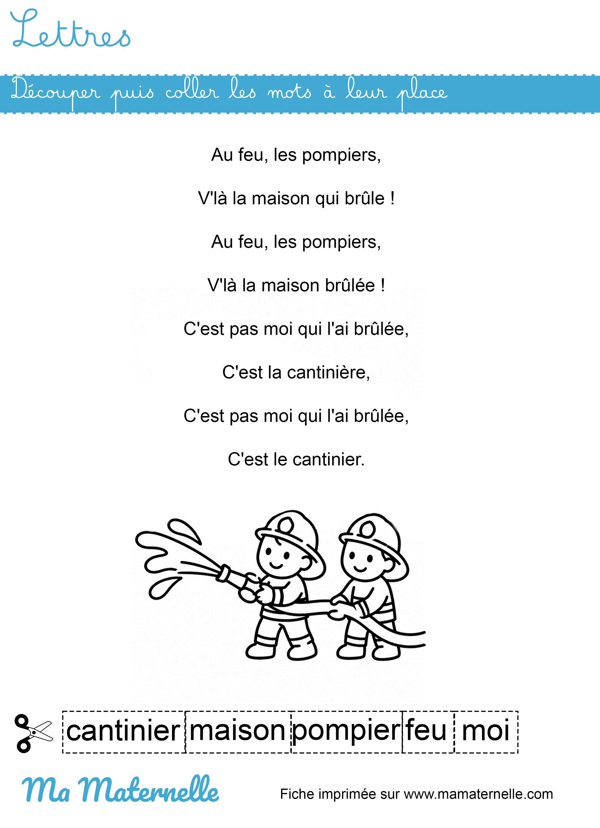 Grande section - Lettres : découper puis coller les mots à leur place