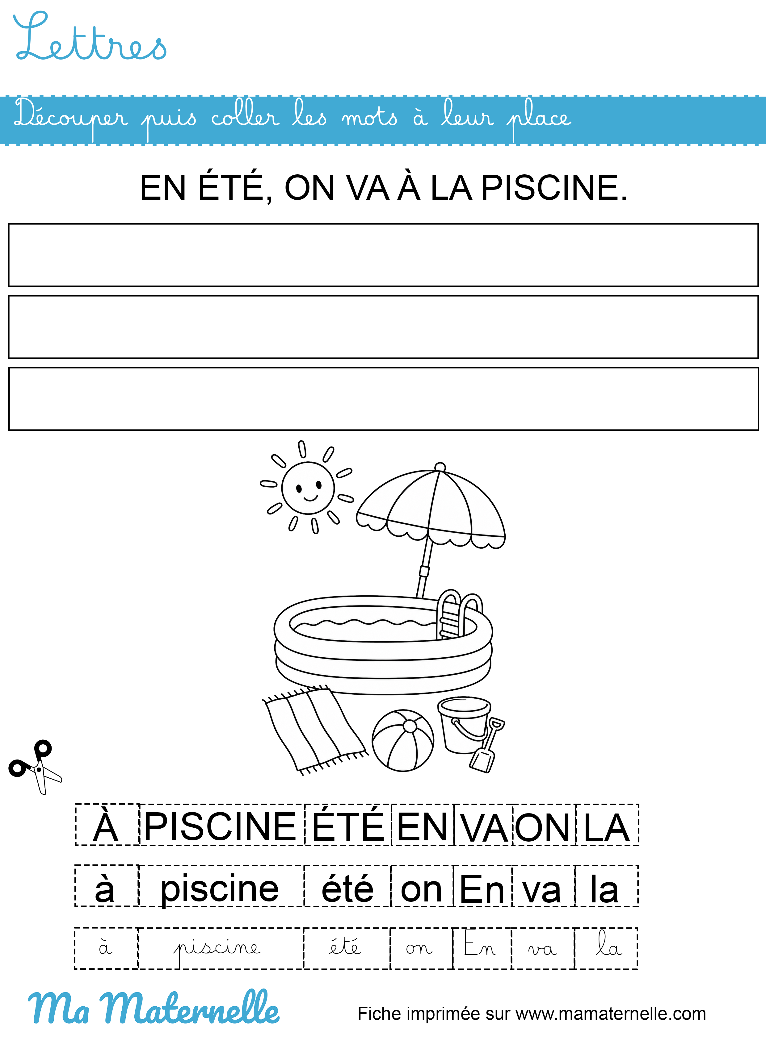 Grande section - Lettres : découper puis coller les mots à leur place