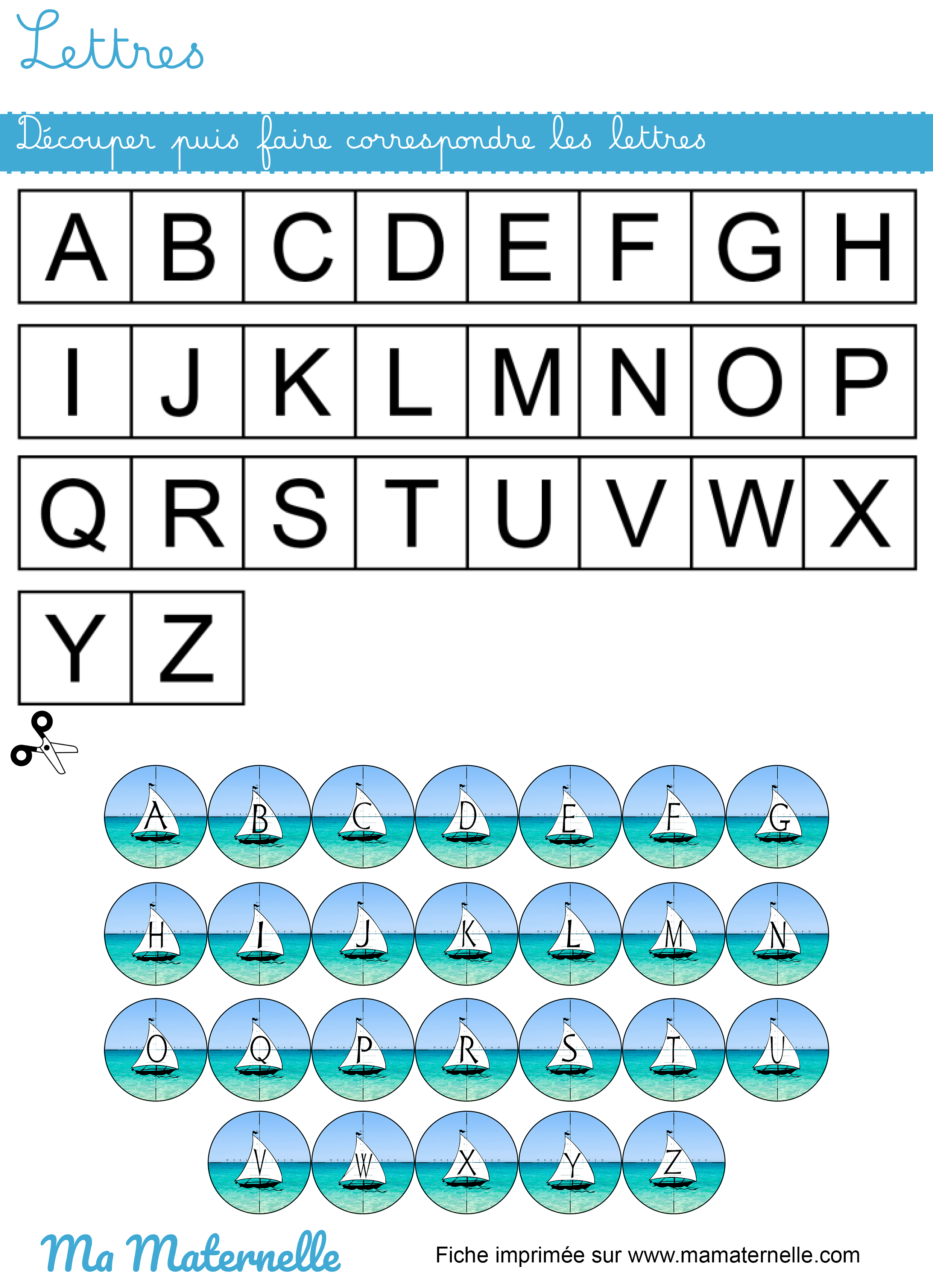 Moyenne section - Lettres : faire correspondre les lettres