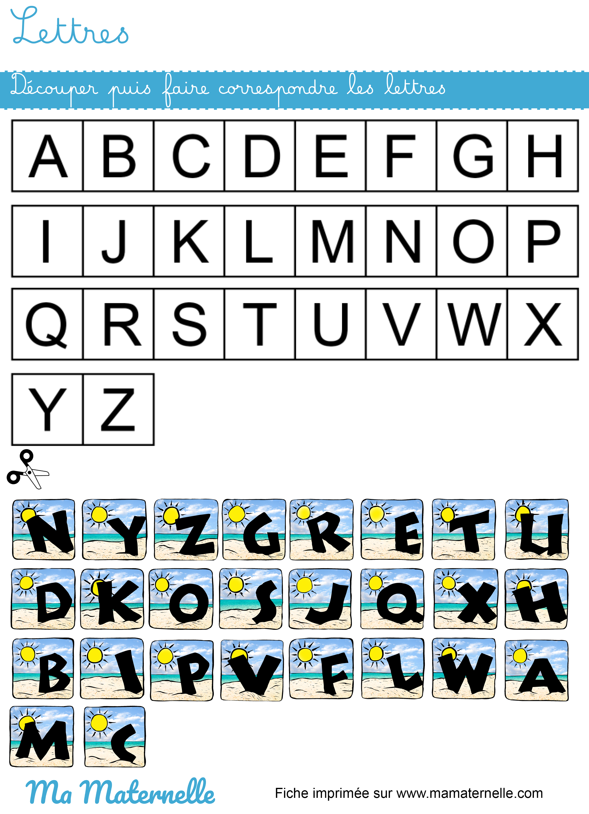 Moyenne section - Lettres : faire correspondre les lettres