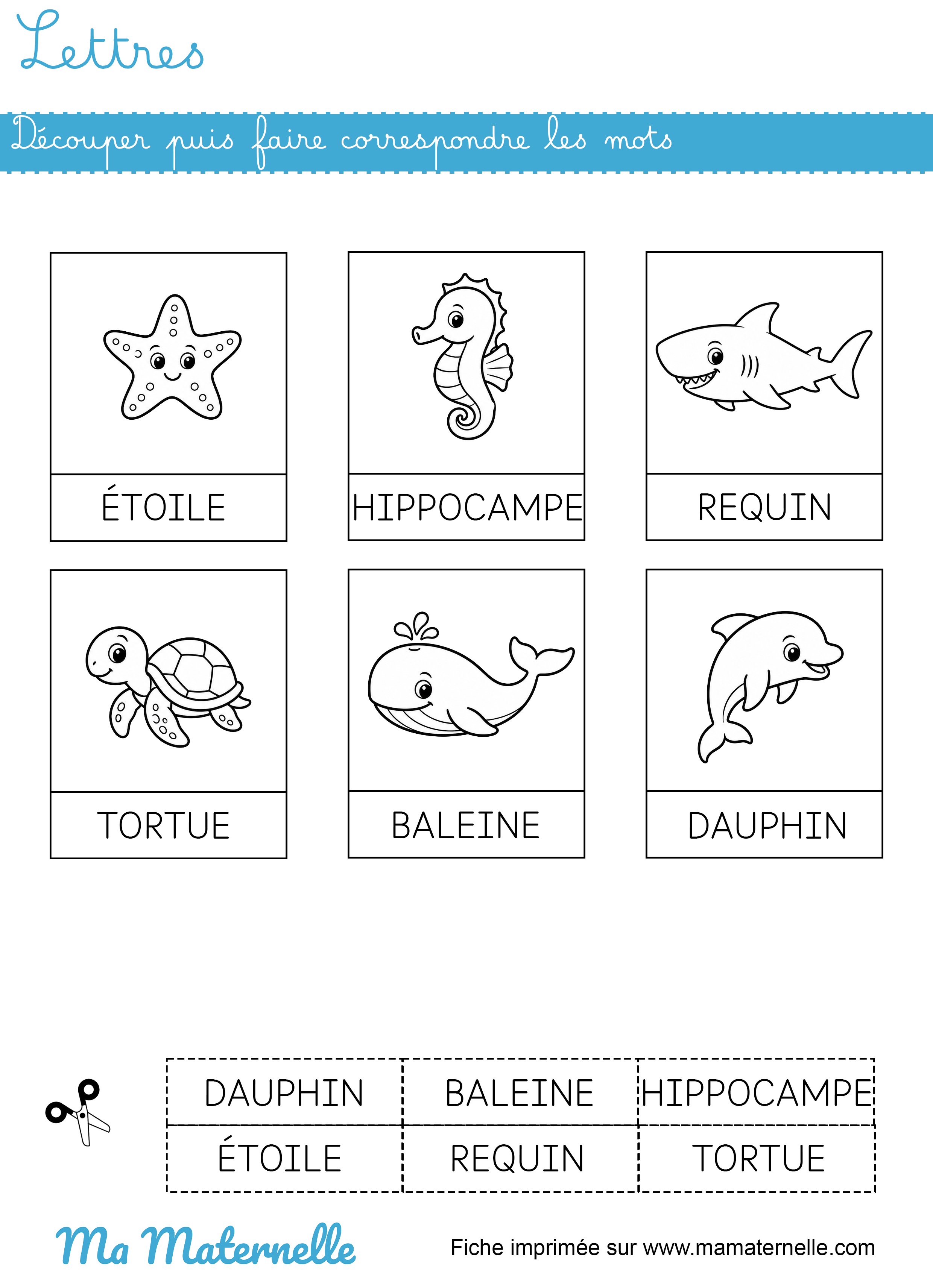 Grande section - Lettres : découper puis faire correspondre les mots