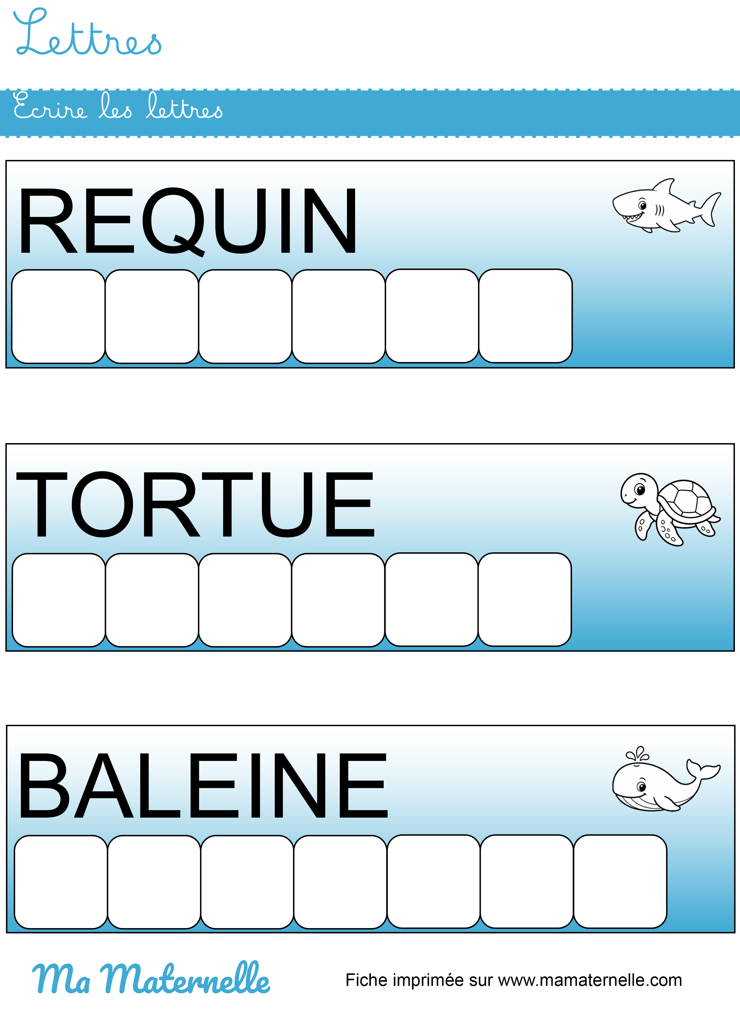 Moyenne section - Lettres : écrire les lettres