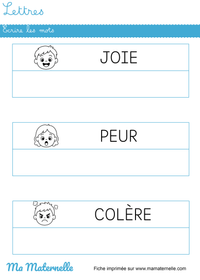 Moyenne section - Lettres : repasser sur les lettres pour former des mots