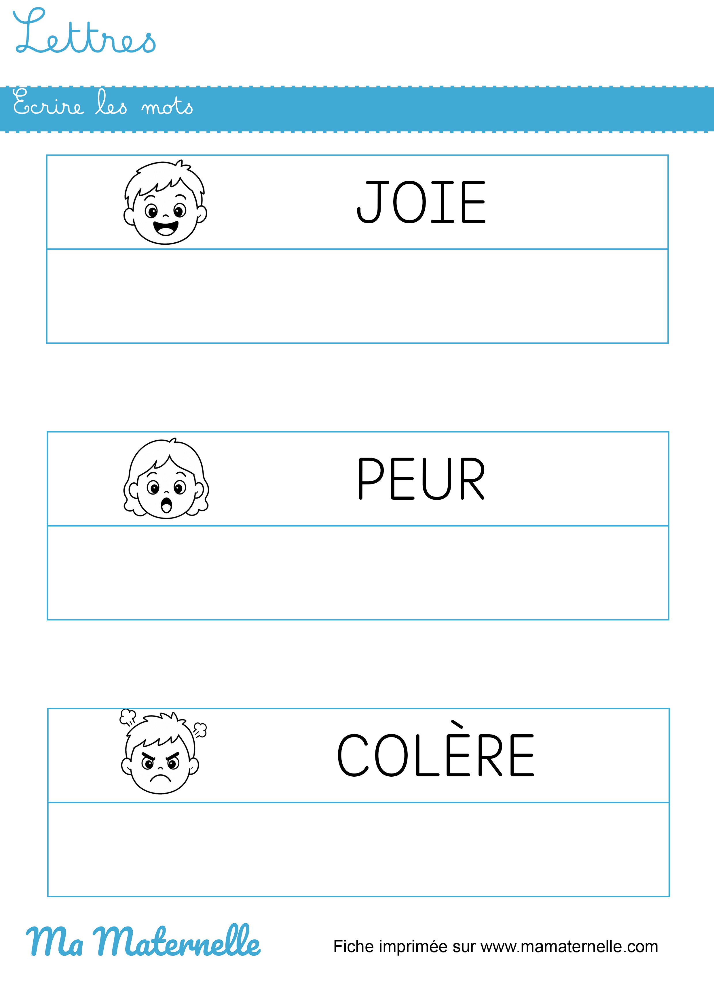 Moyenne section - Lettres : écrire les mots
