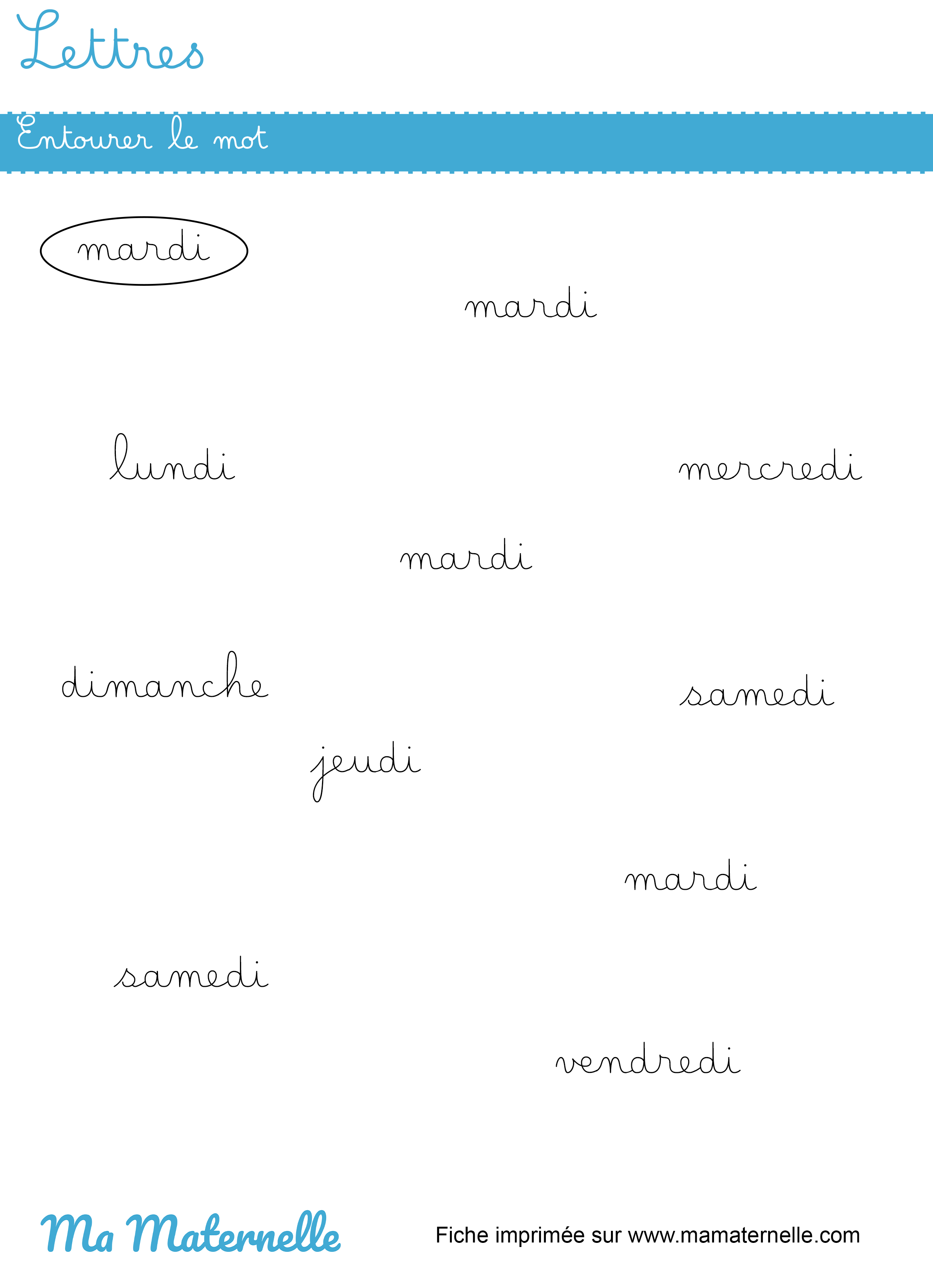 Grande section - Lettres : entourer le mot