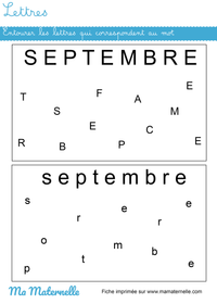 fiche maternelle septembre