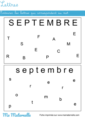 fiche maternelle septembre