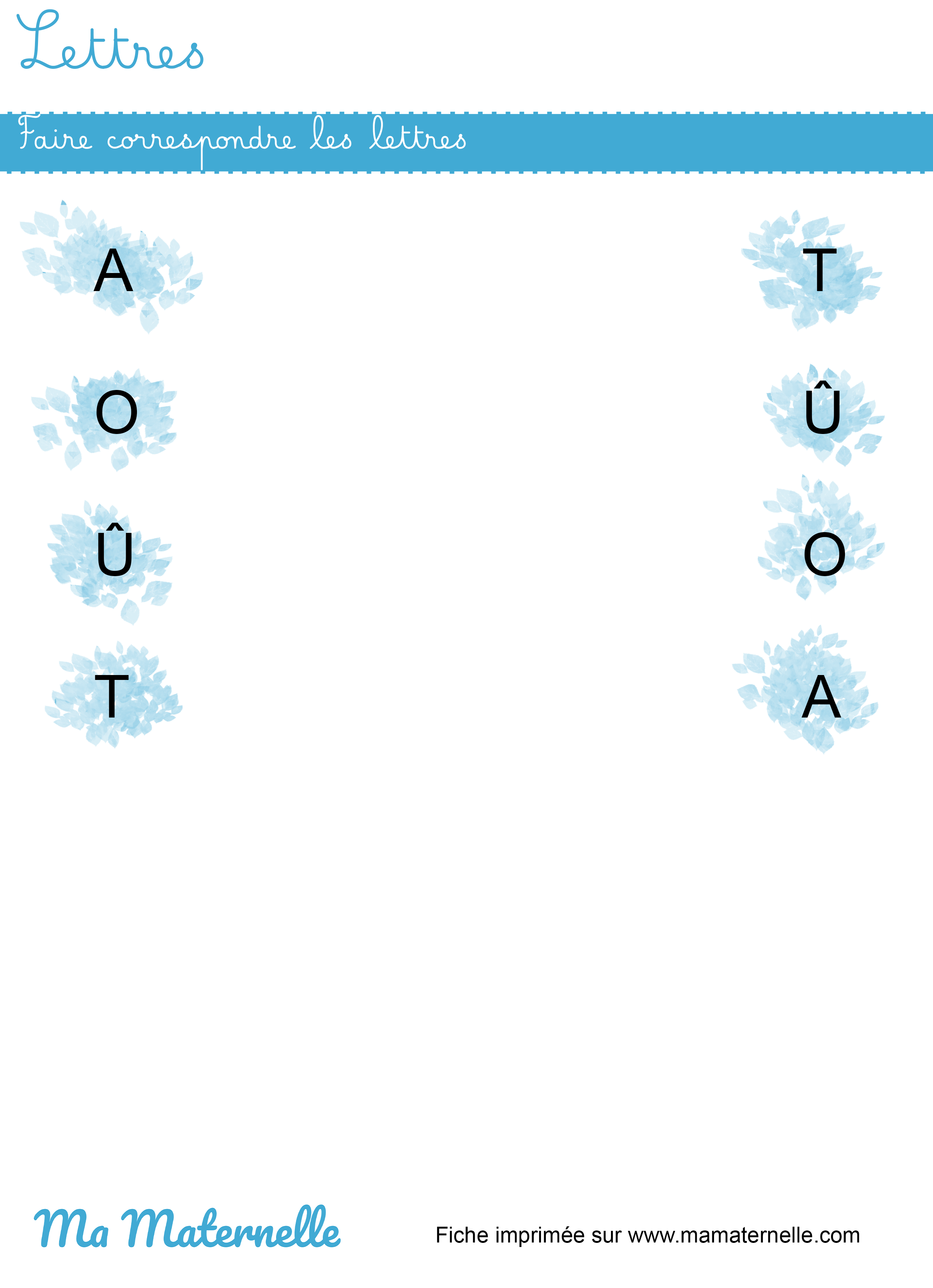 Moyenne section - Lettres : faire correspondre les lettres
