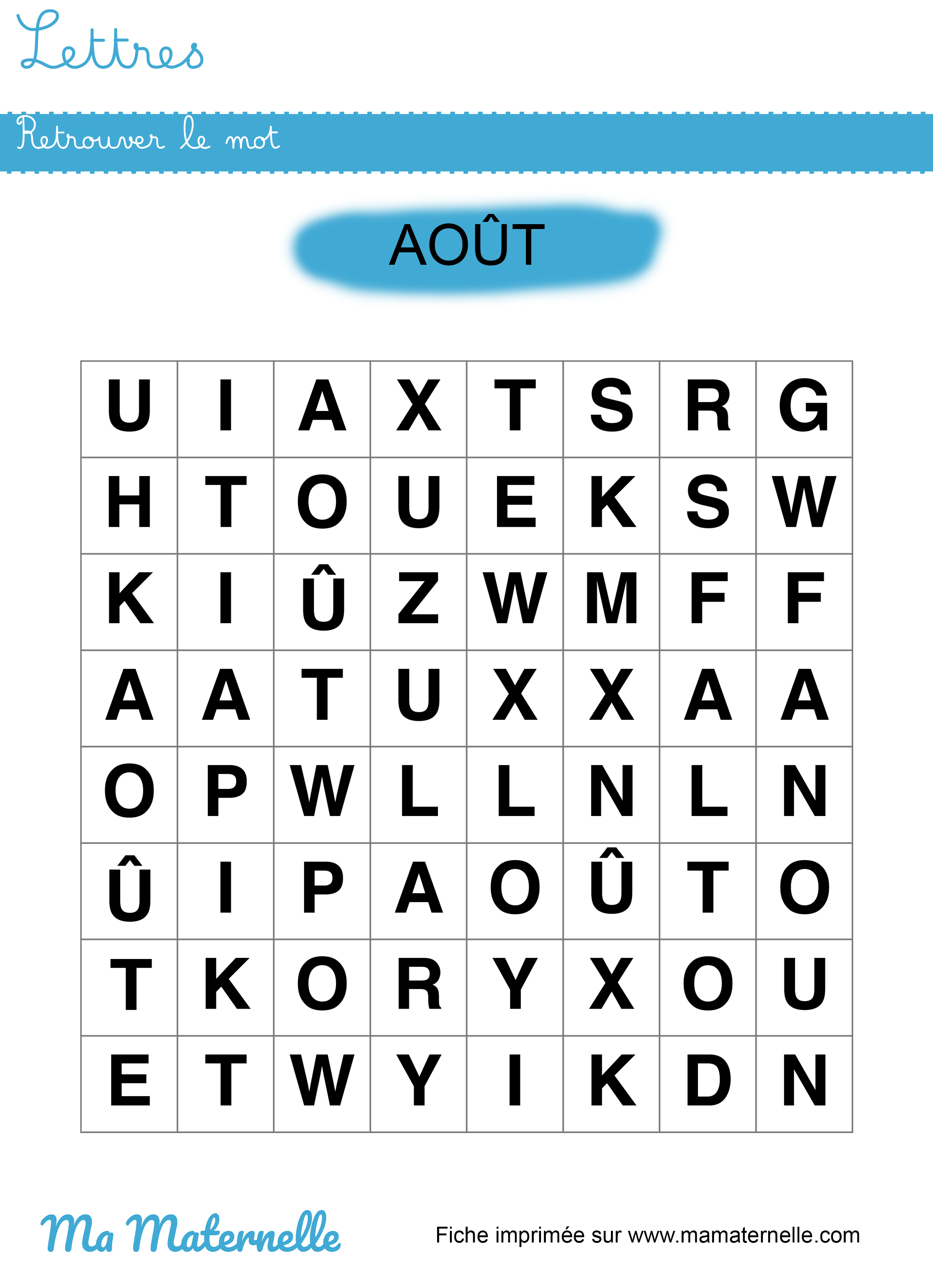 Grande section - Lettres : retrouver le mot