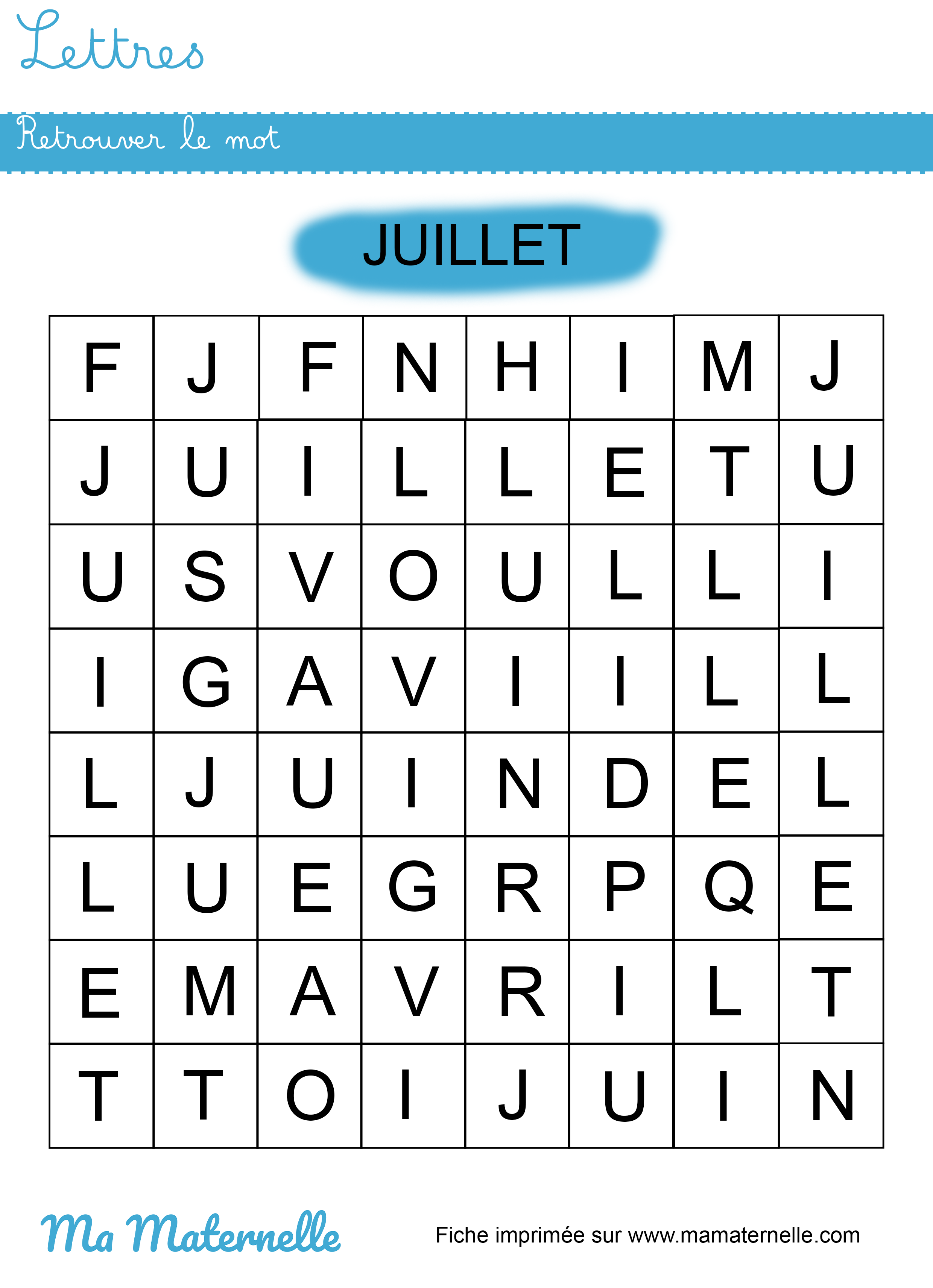 Grande section - Lettres : retrouver le mot