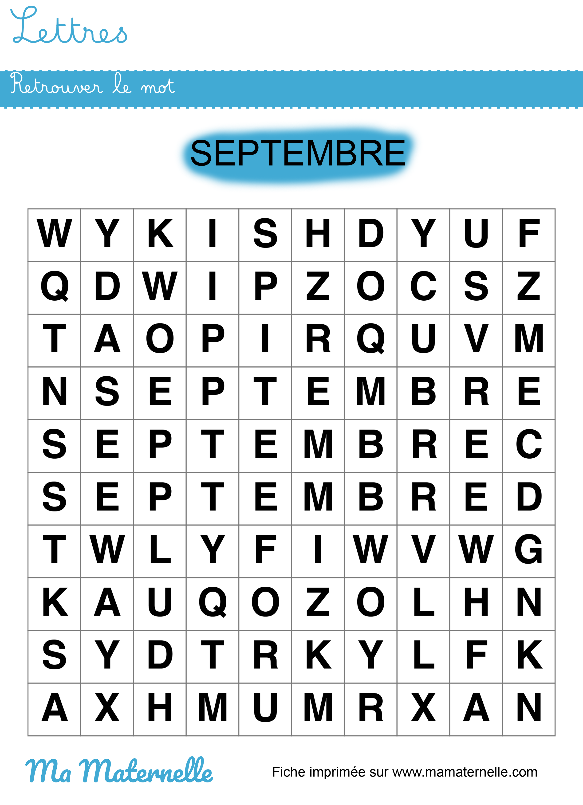 Grande section - Lettres : retrouver le mot