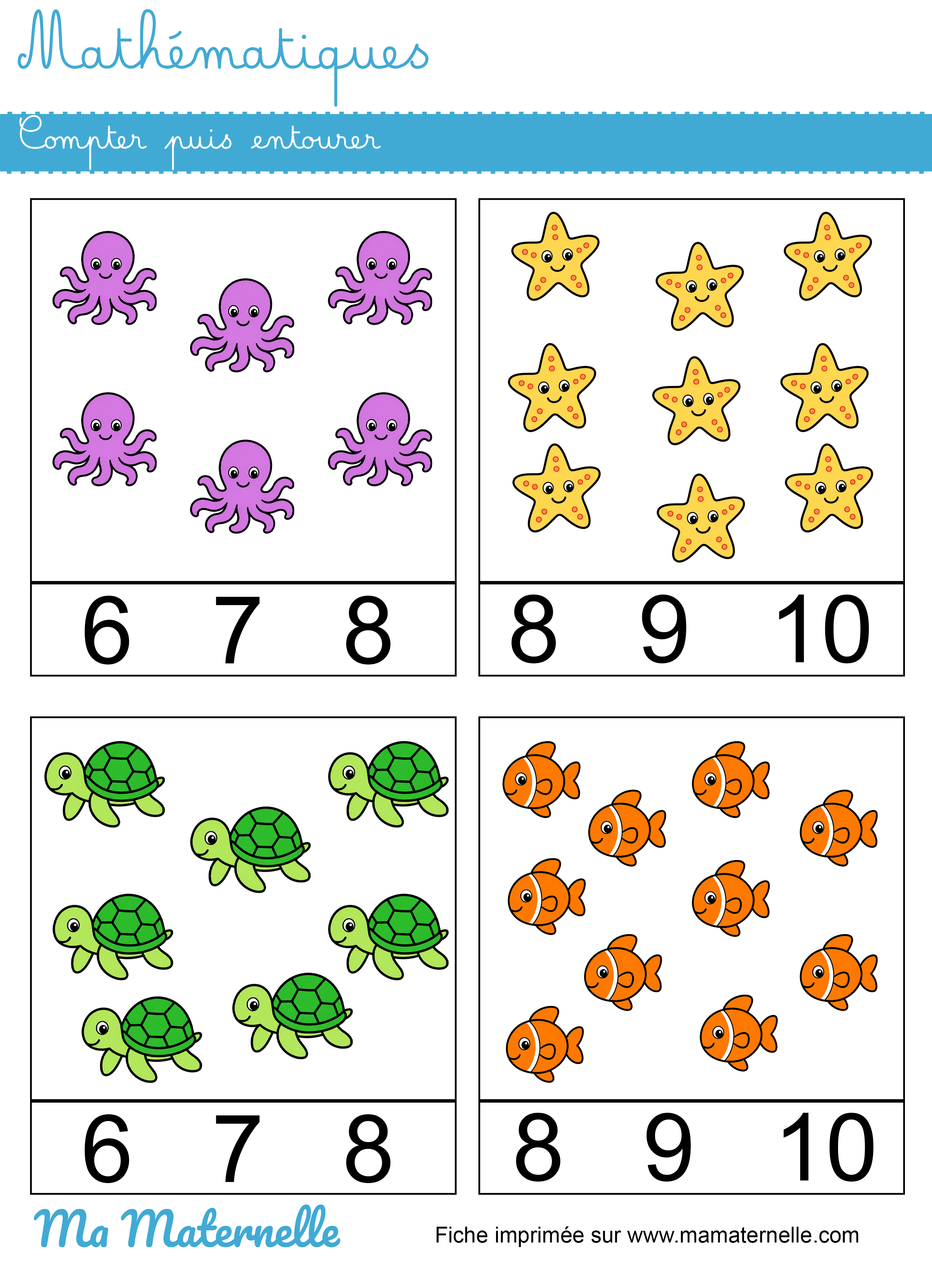 Grande section - Mathématiques : compter puis entourer