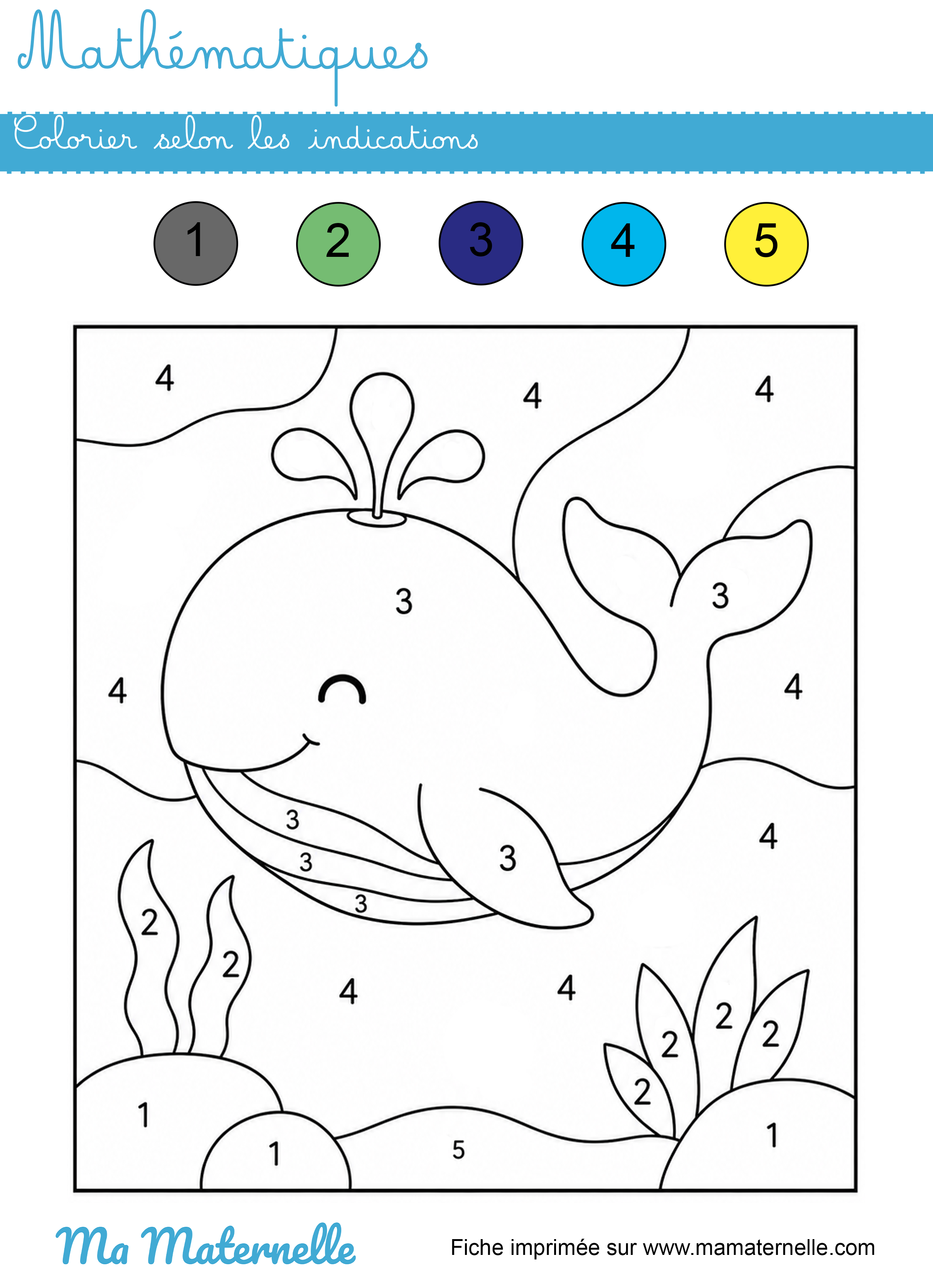 Moyenne section - Mathématiques : colorier selon les indications