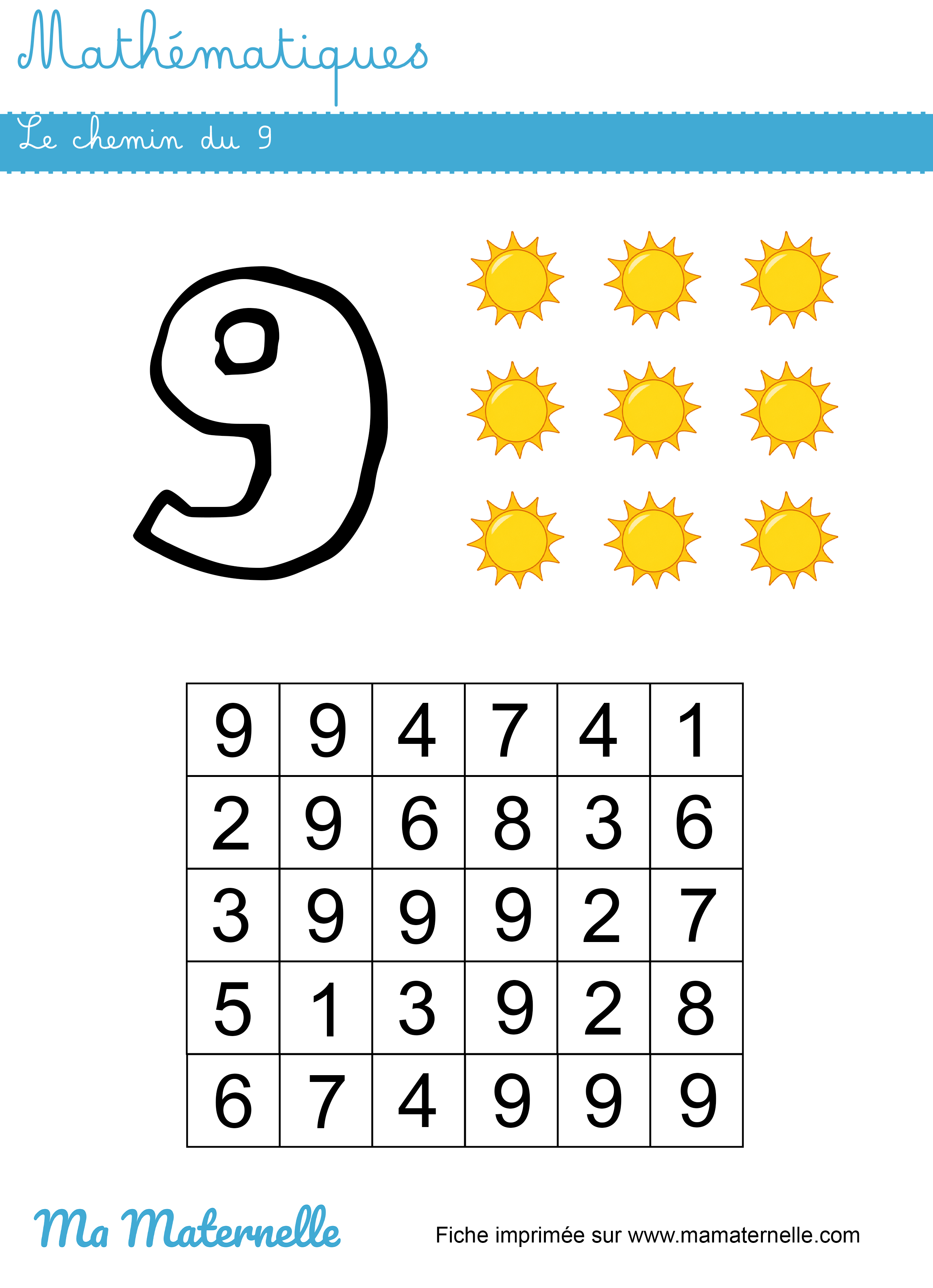 Grande section - Mathématiques : le chemin du 9
