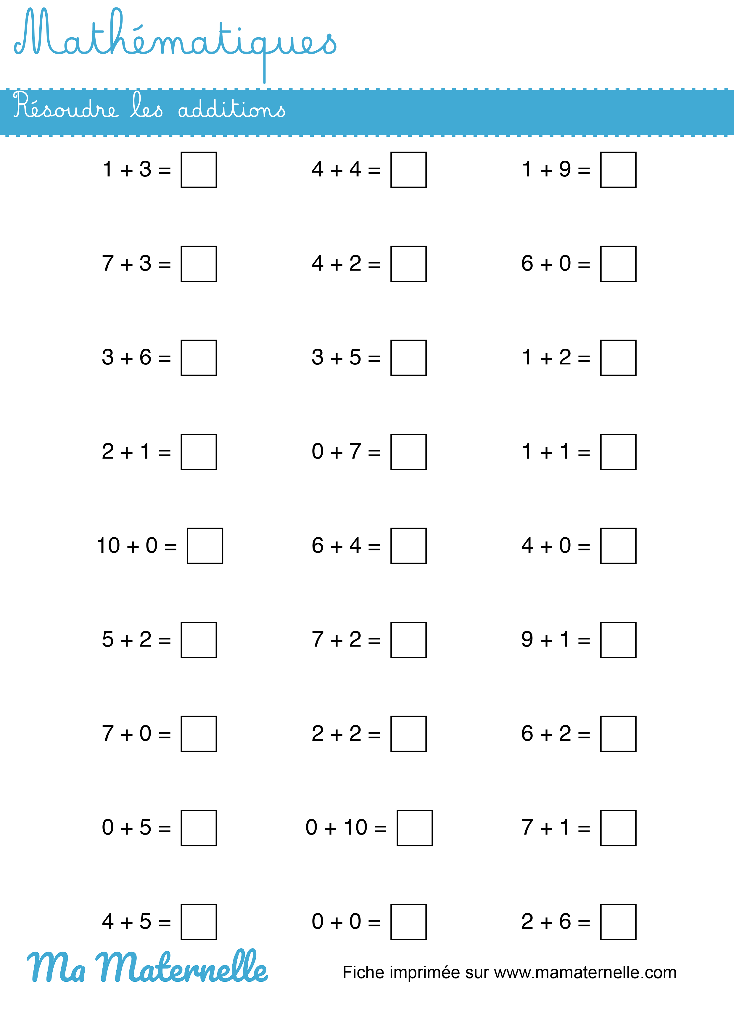 Grande section - Mathématiques : résoudre les additions