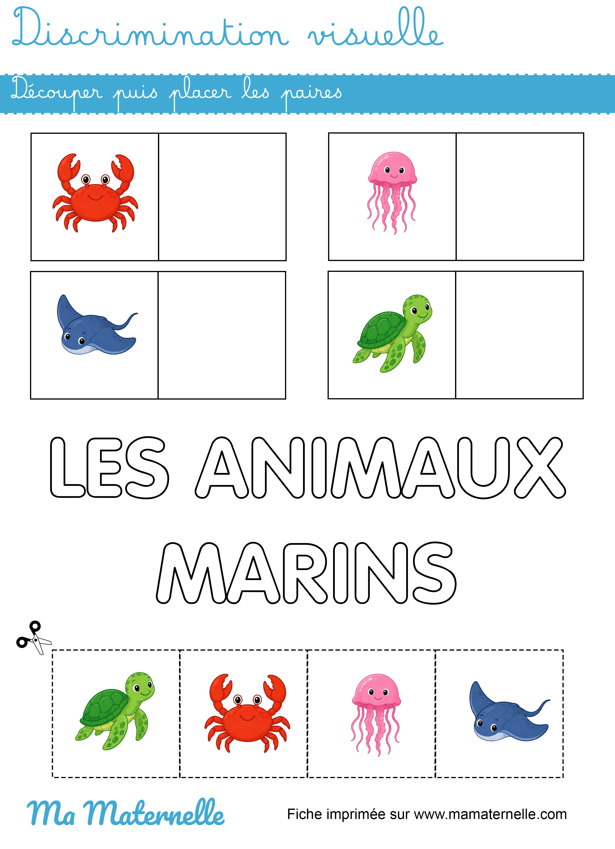 Moyenne section - Discrimination visuelle : découper puis placer les paires