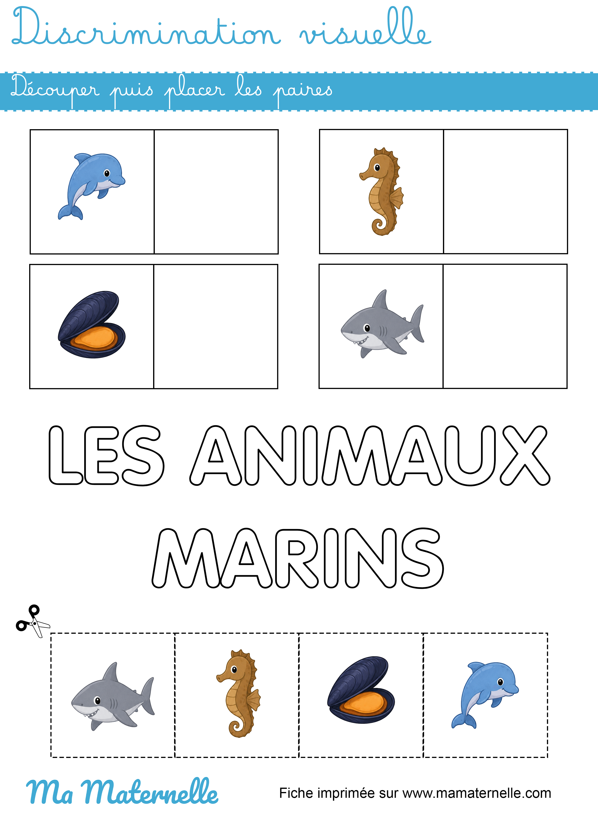 Moyenne section - Discrimination visuelle : découper puis placer les paires