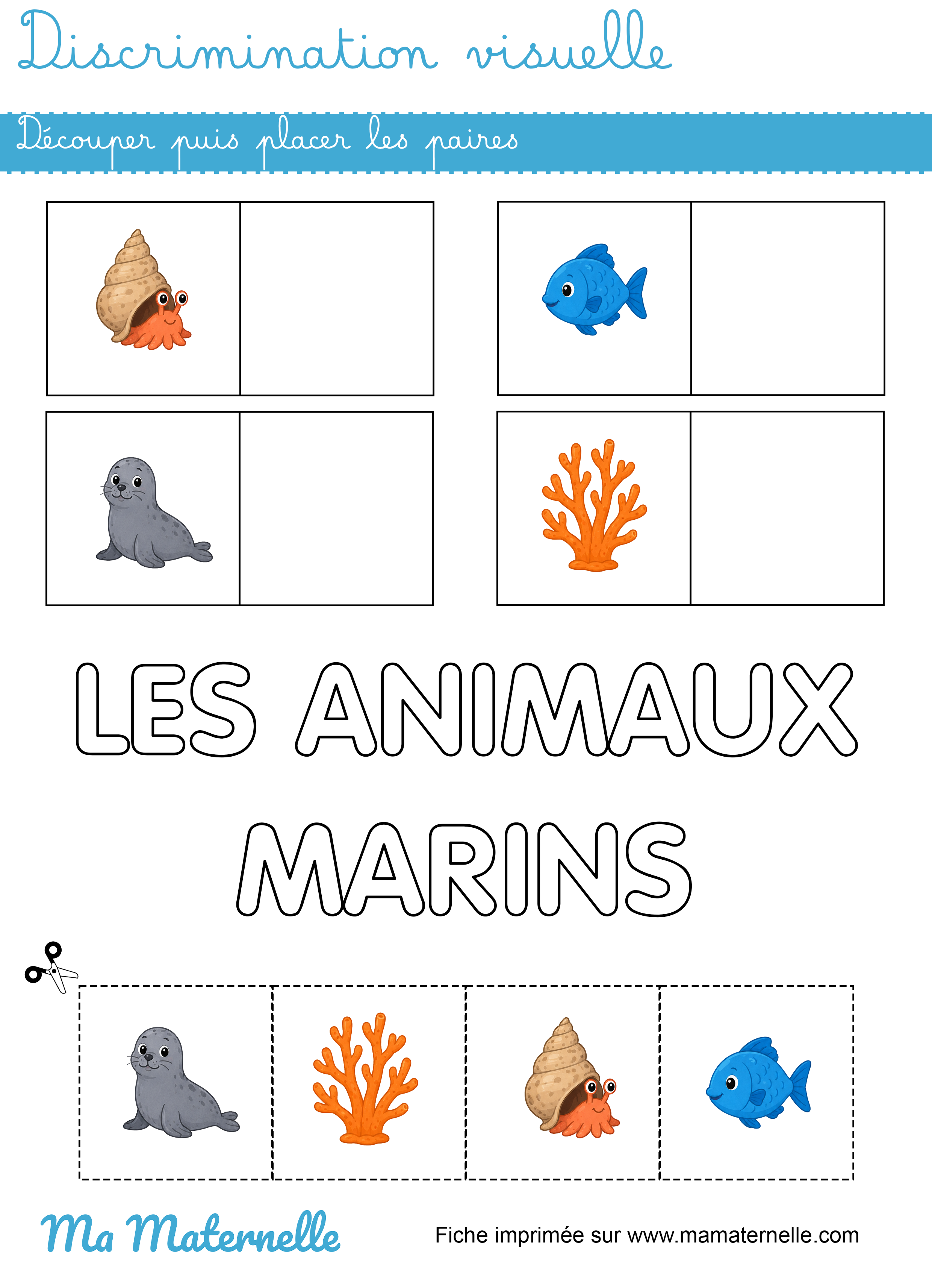 Moyenne section - Discrimination visuelle : découper puis placer les paires
