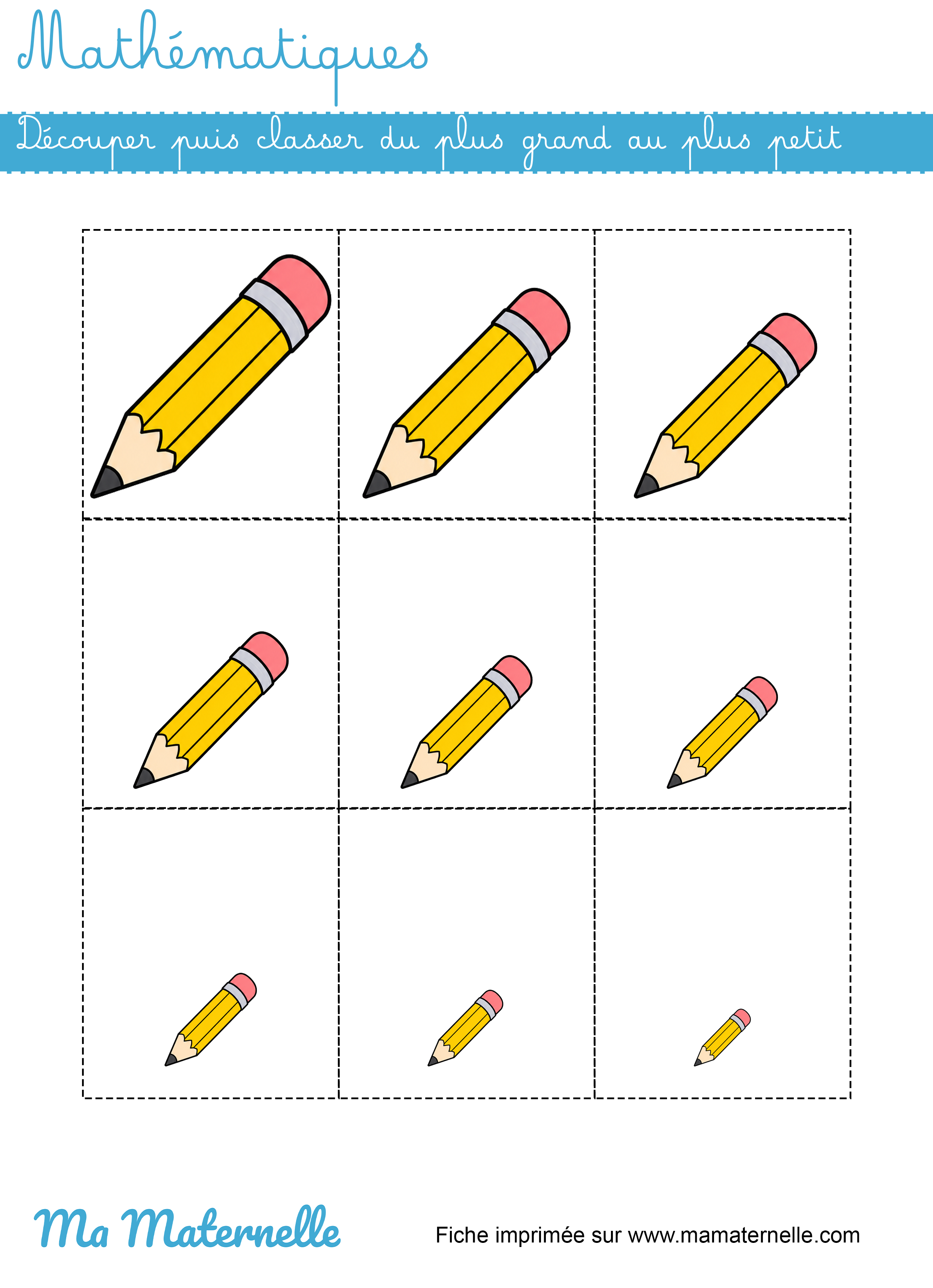 Moyenne section - Mathématiques : découper puis classer