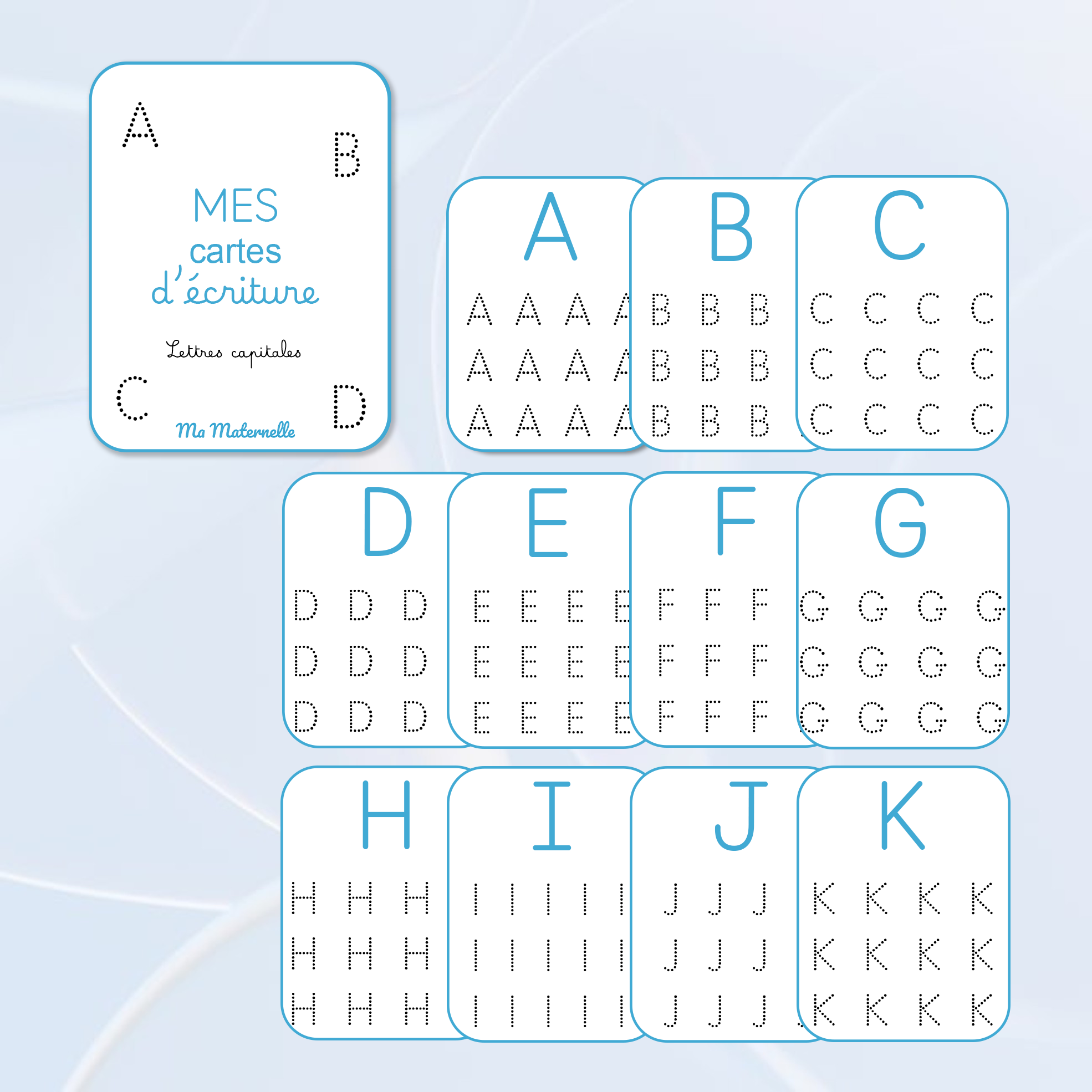 cartes d'écriture capitales maternelle