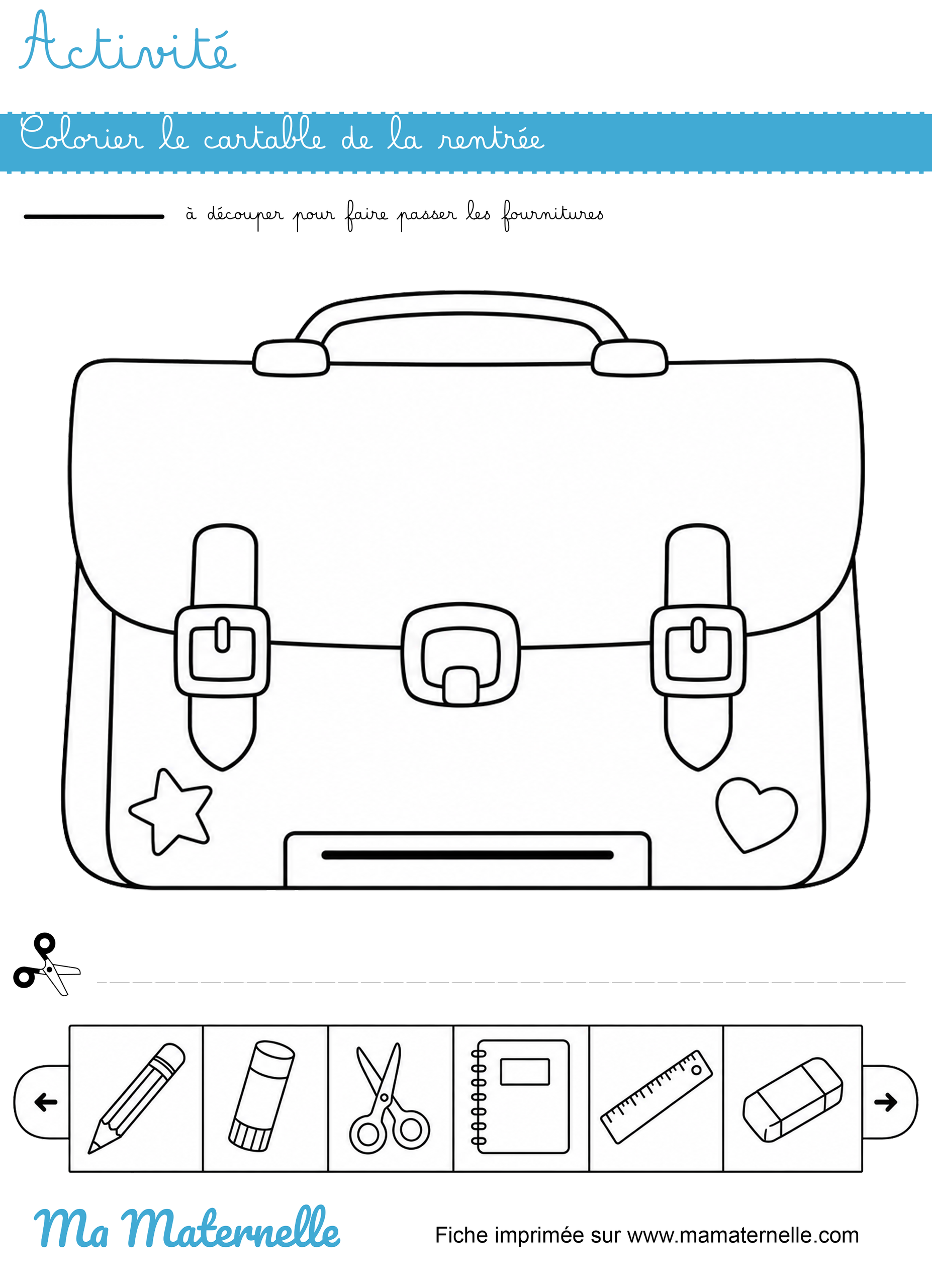 Activités - Activité : colorier le cartable de la rentrée