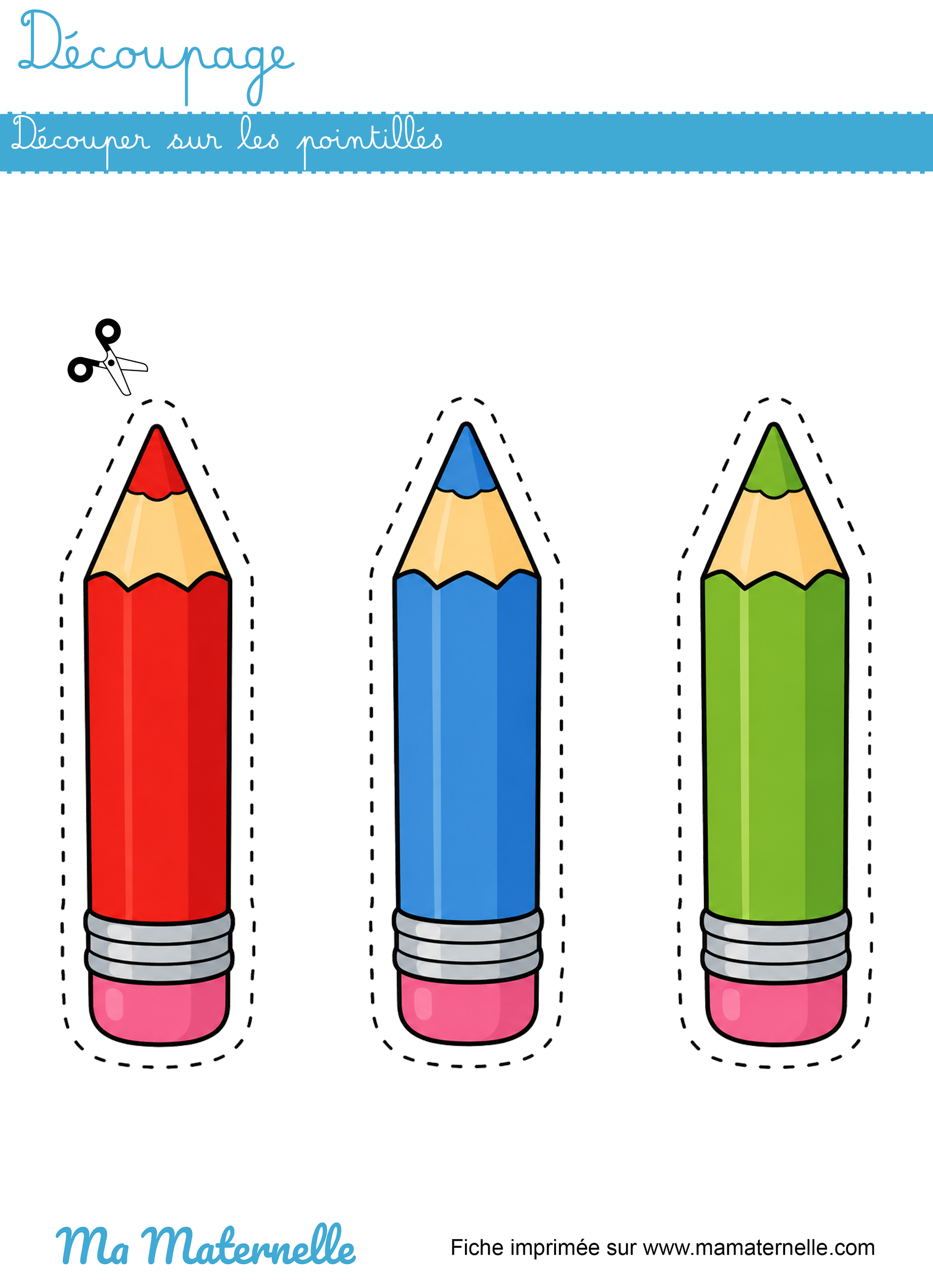 Grande section - Découpage : découper sur les pointillés